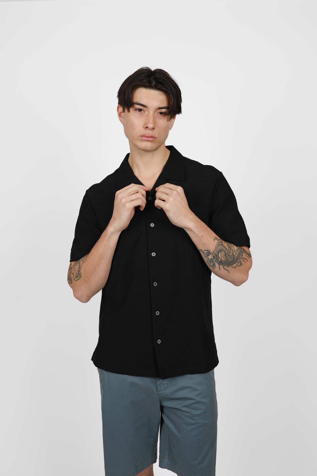 Black Fancy Knit Shirt