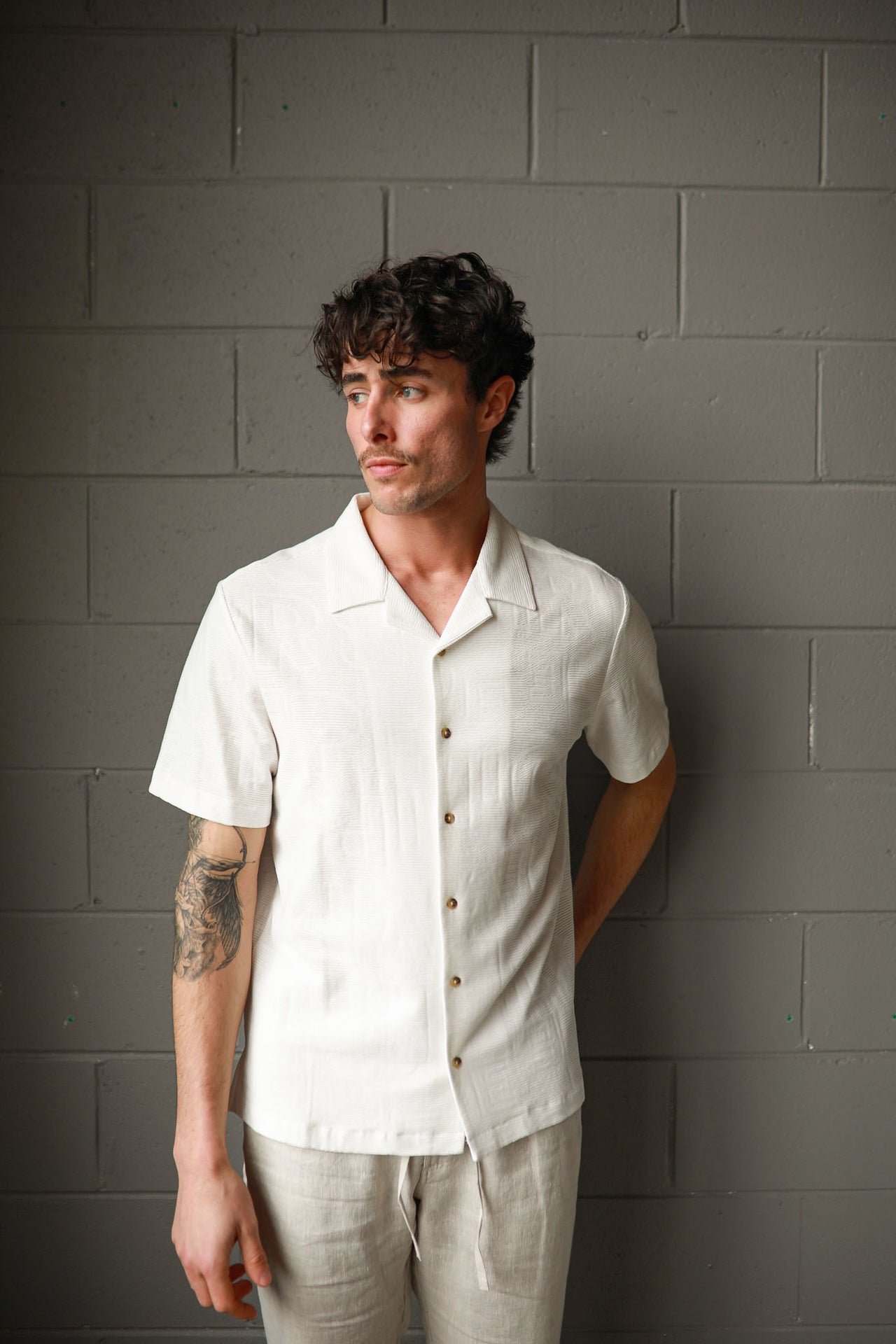 Natural Fancy Knit Shirt