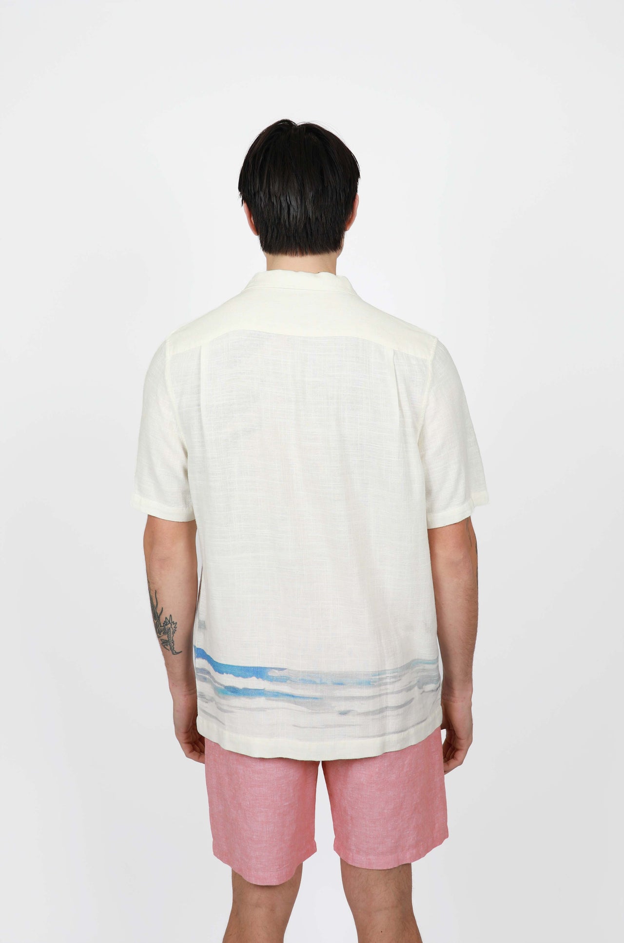 Natural Hawai Cuban Collar Linen Shirt