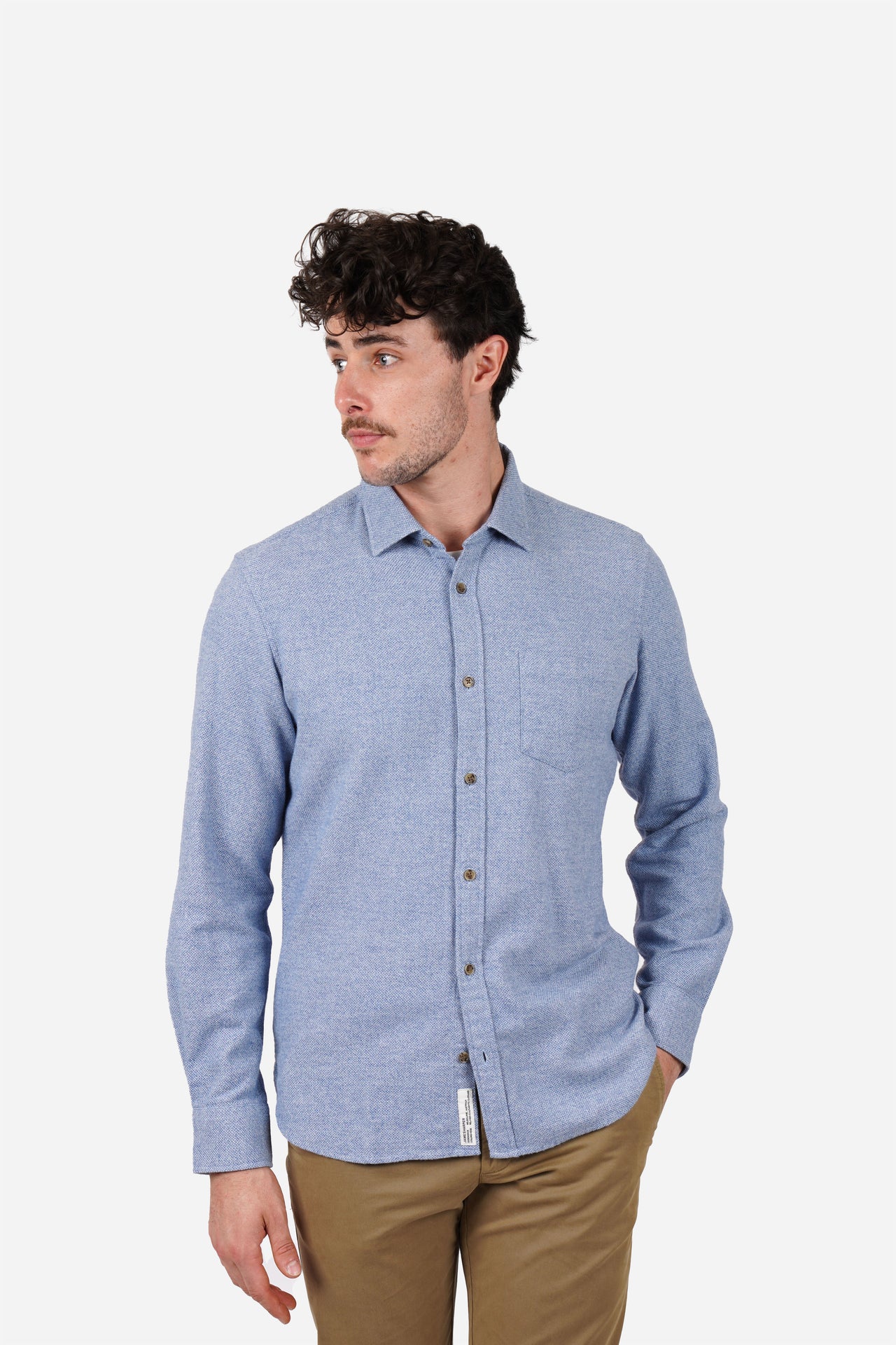 Blue Texture Long Sleeve Shirt