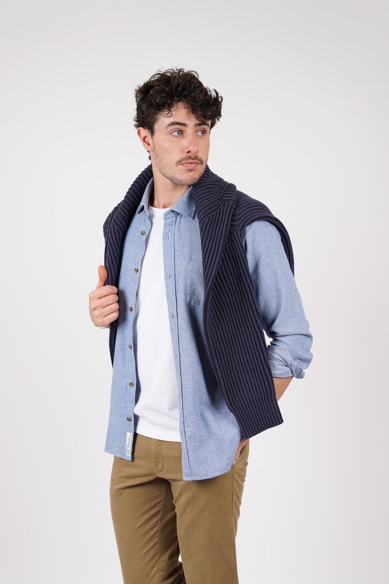 Blue Texture Long Sleeve Shirt