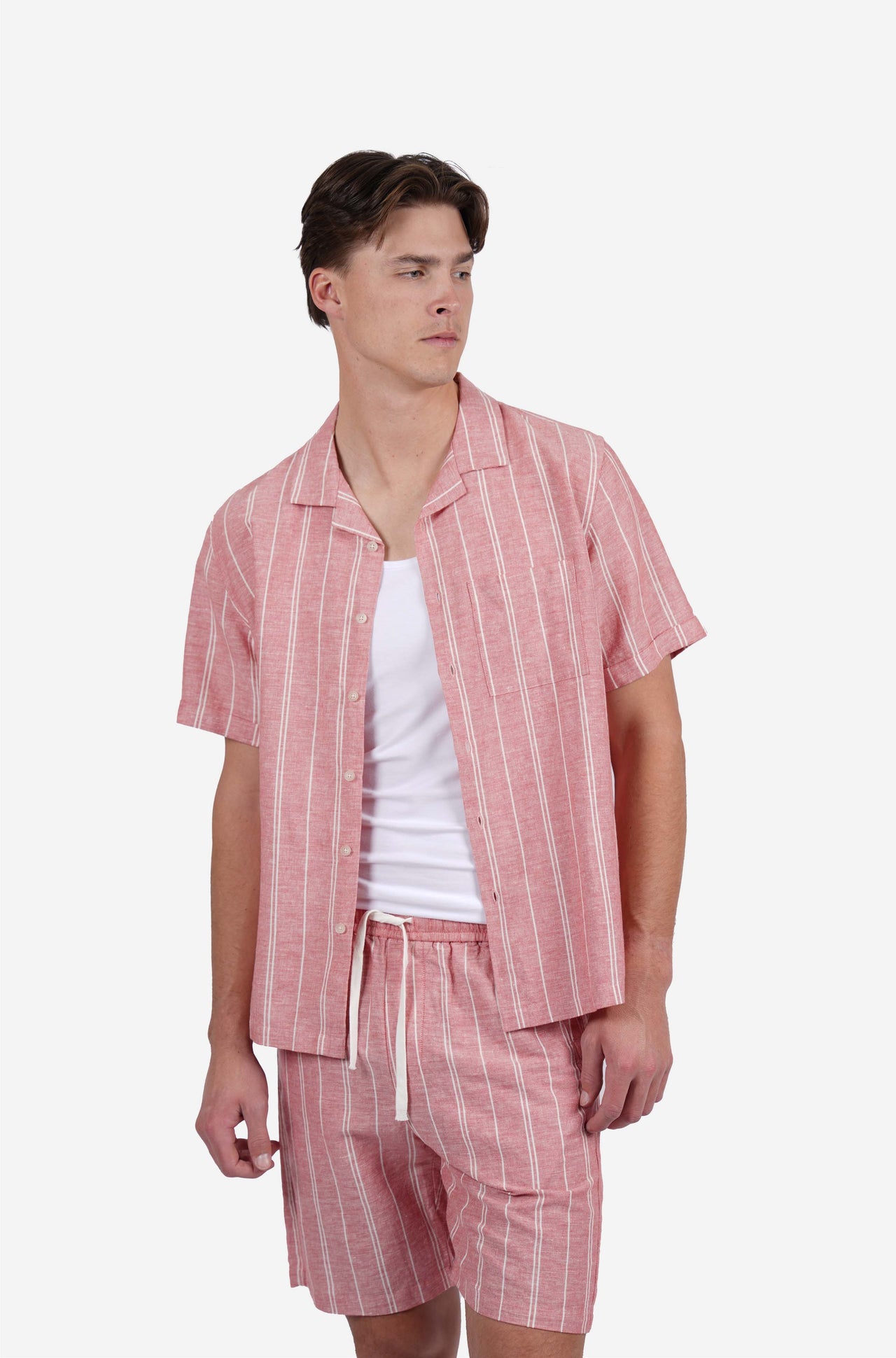 Wide Stripe Ss Cuban Collar