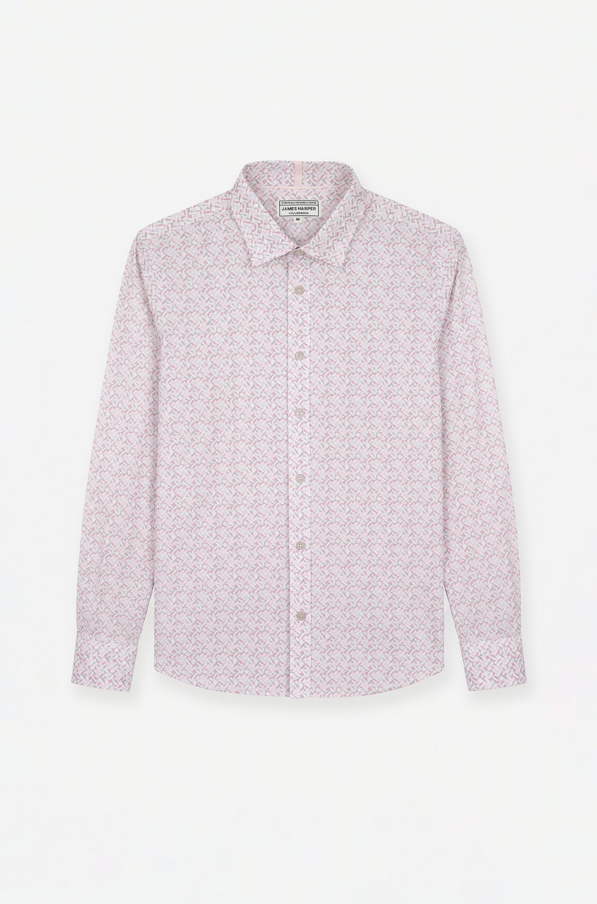 Long Sleeve Peached Cotton Poplin Geo Print Blush