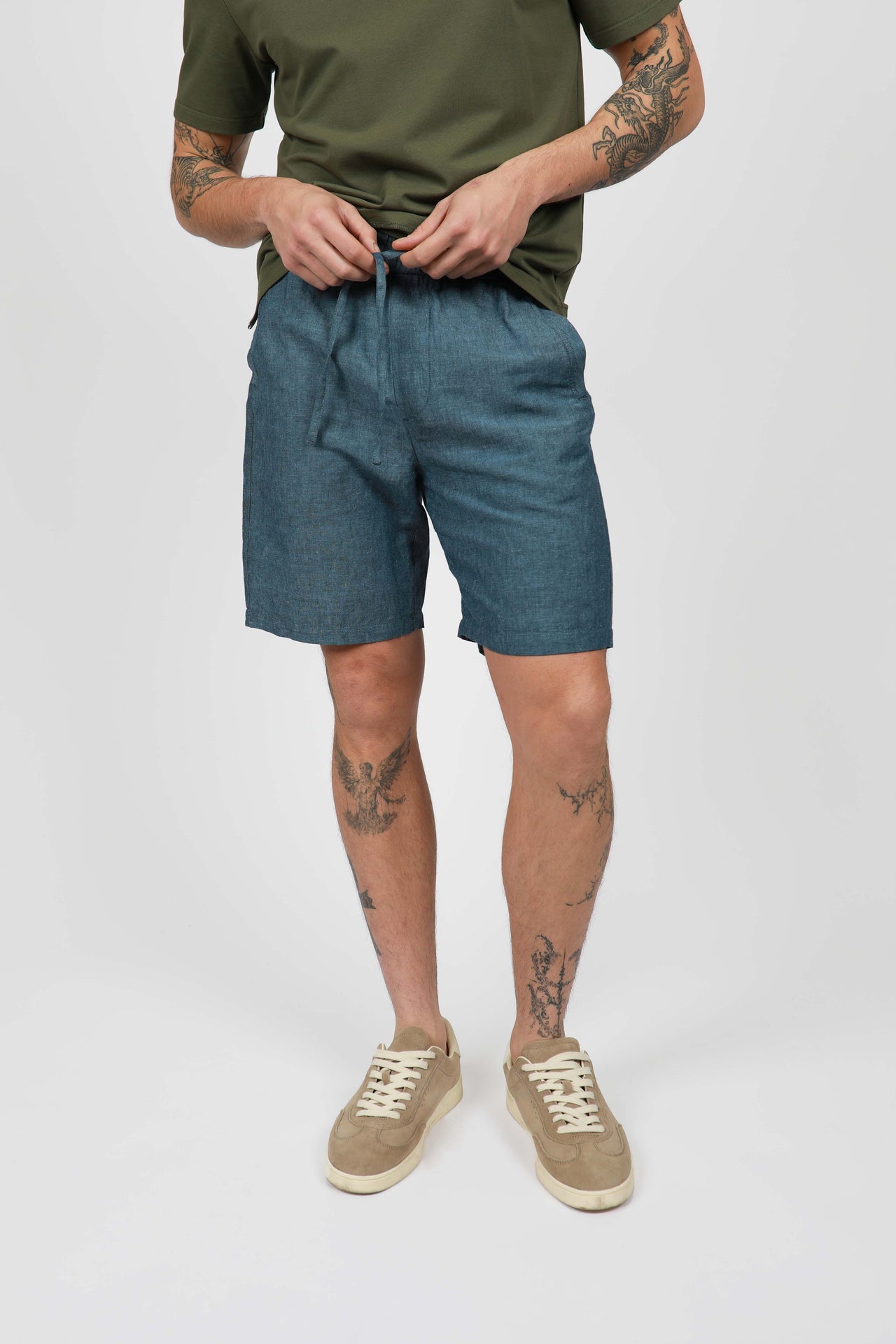 Bluesteel Linen Relaxed Waist Short