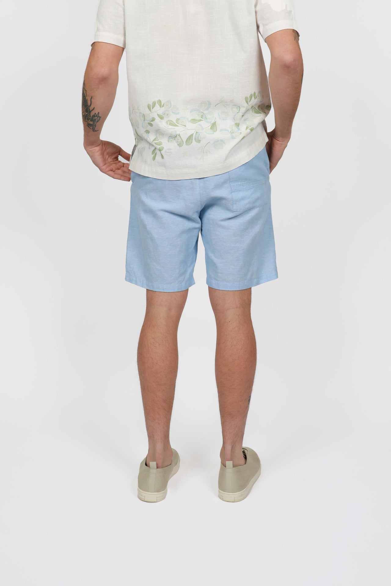 Sky Linen Relaxed Waist Short