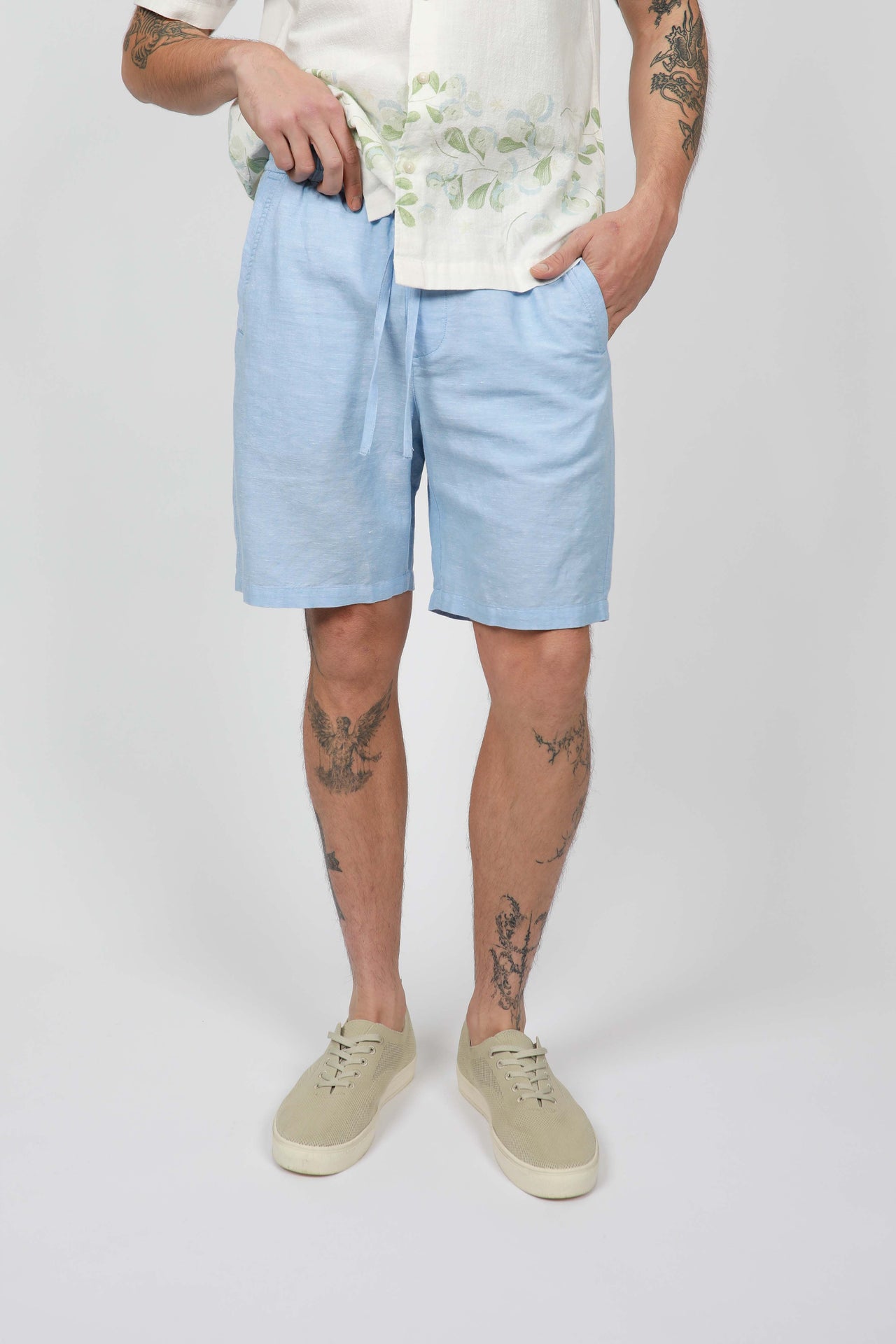 Sky Linen Relaxed Waist Short