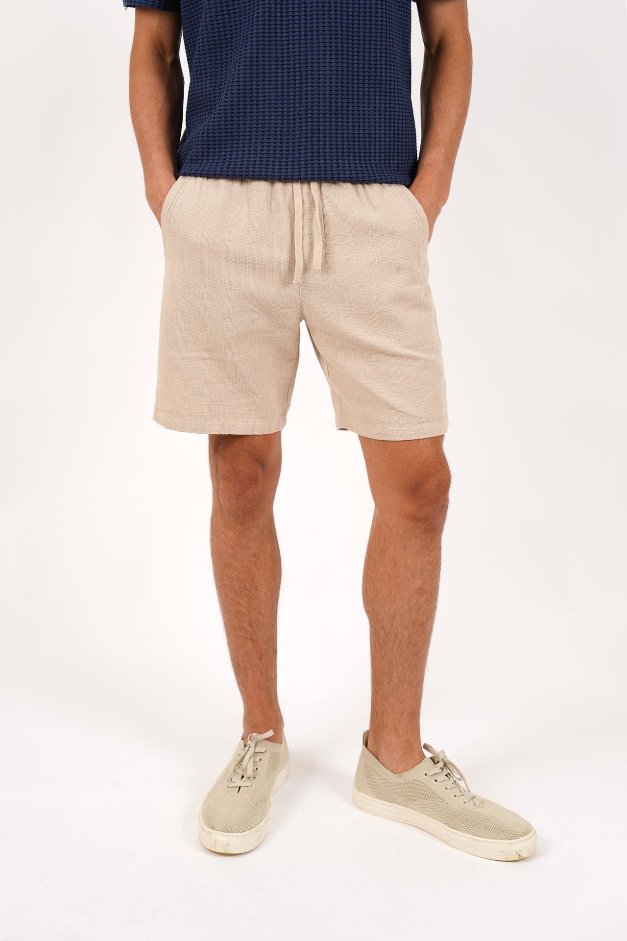 Cotton Elasticated Waist Relaxed Fit Short Pebble