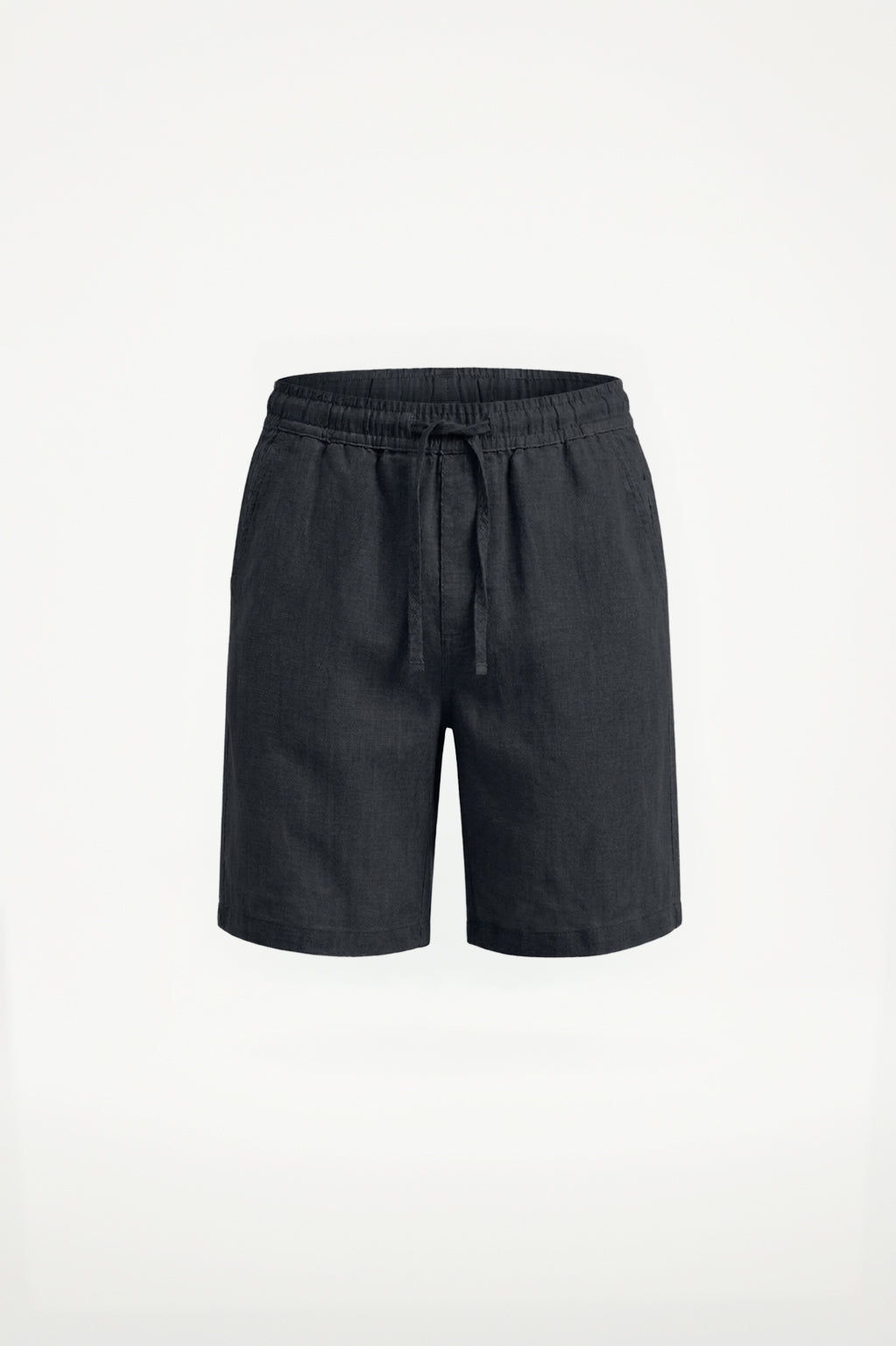 Pure Linen Elasticated Waist Relaxed Fit Garment Dyed Short Charcoal