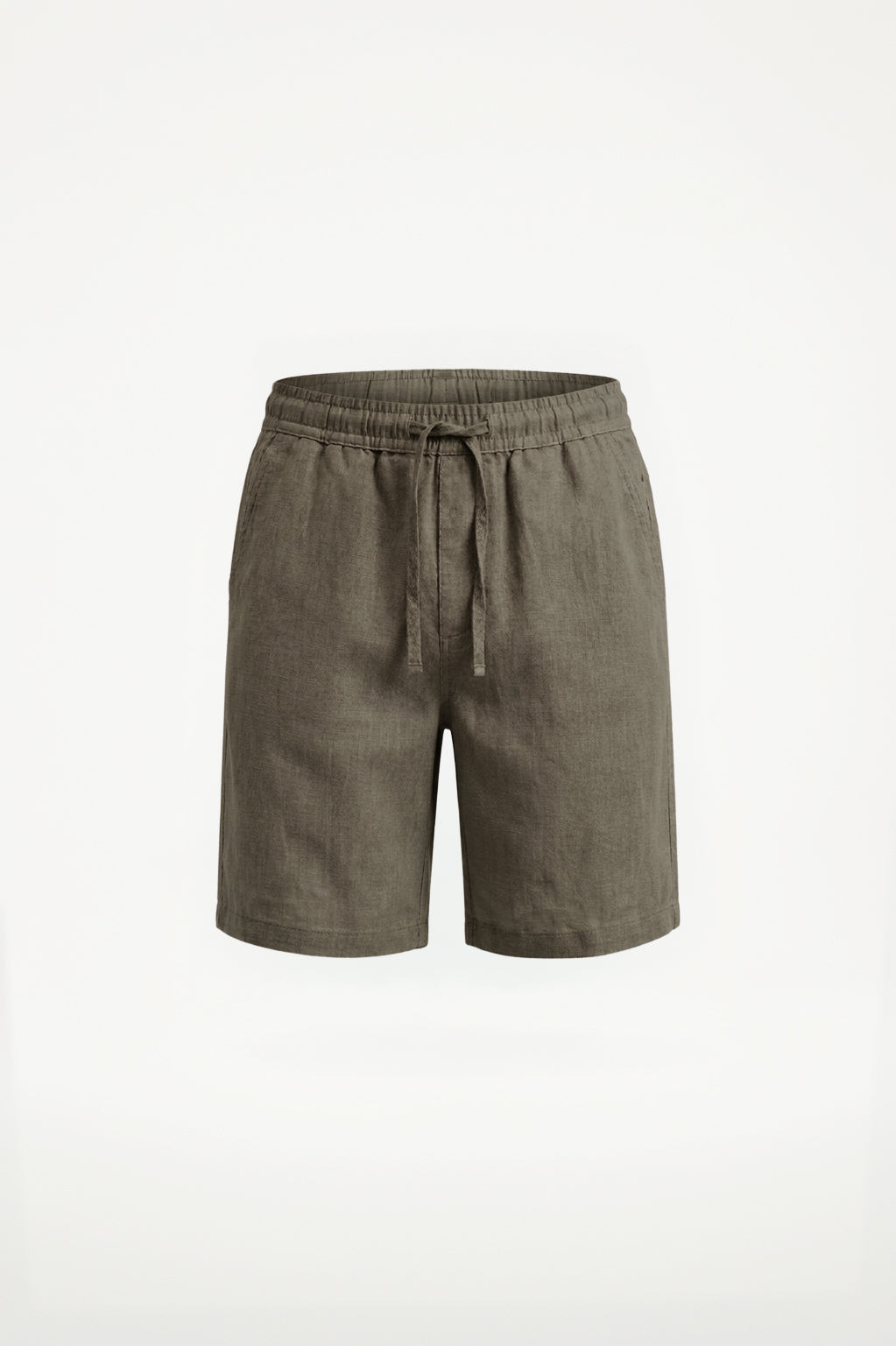 Pure Linen Elasticated Waist Relaxed Fit Garment Dyed Short Olive