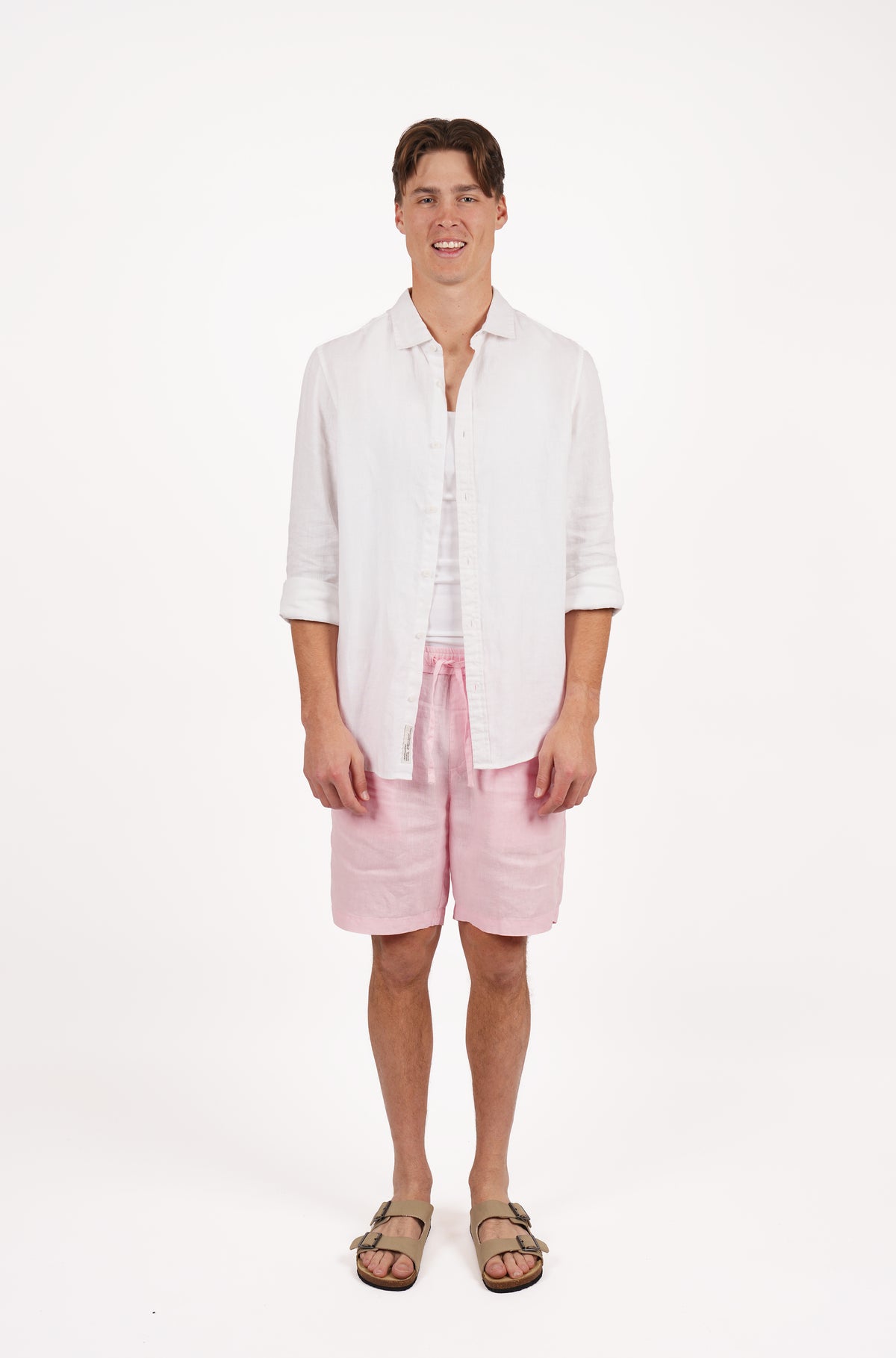 Pure Linen Elasticated Waist Relaxed Fit Garment Dyed Short Candy