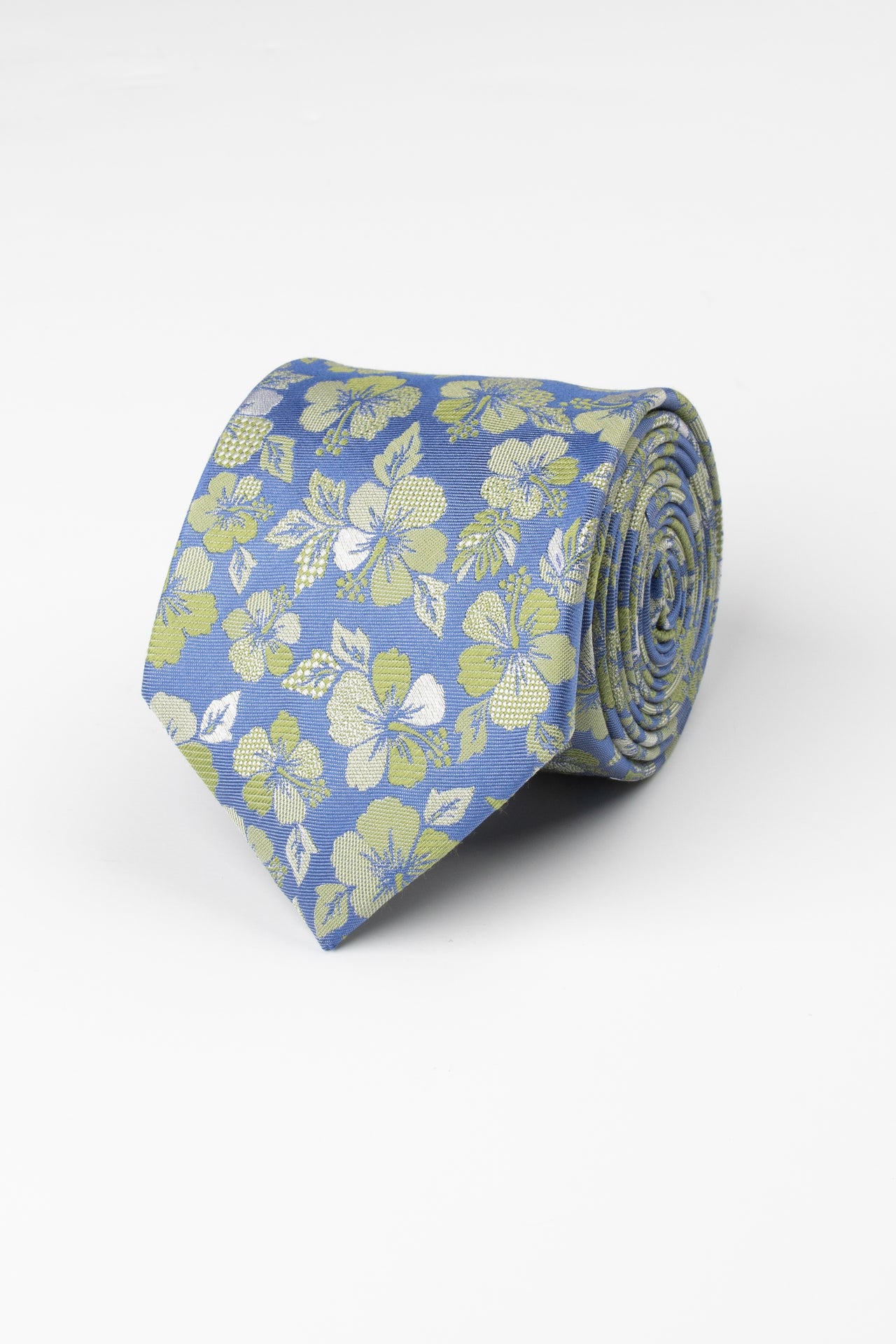 Blue/ Lime Hibiscus Tie
