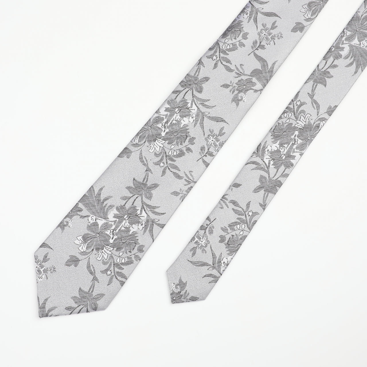 Silver Silk Floral Tie