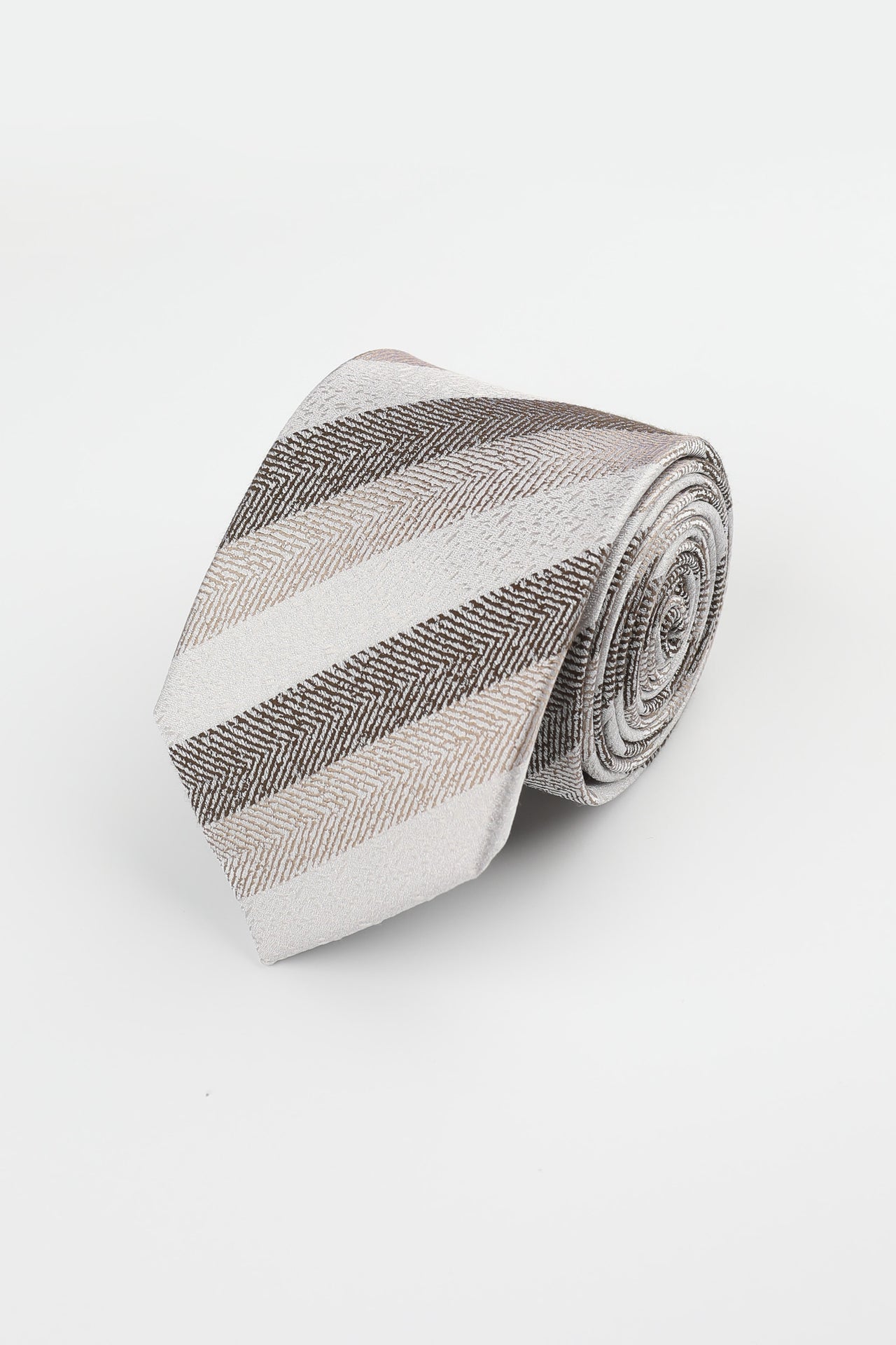 Brown Silk Tonal Stripe Tie