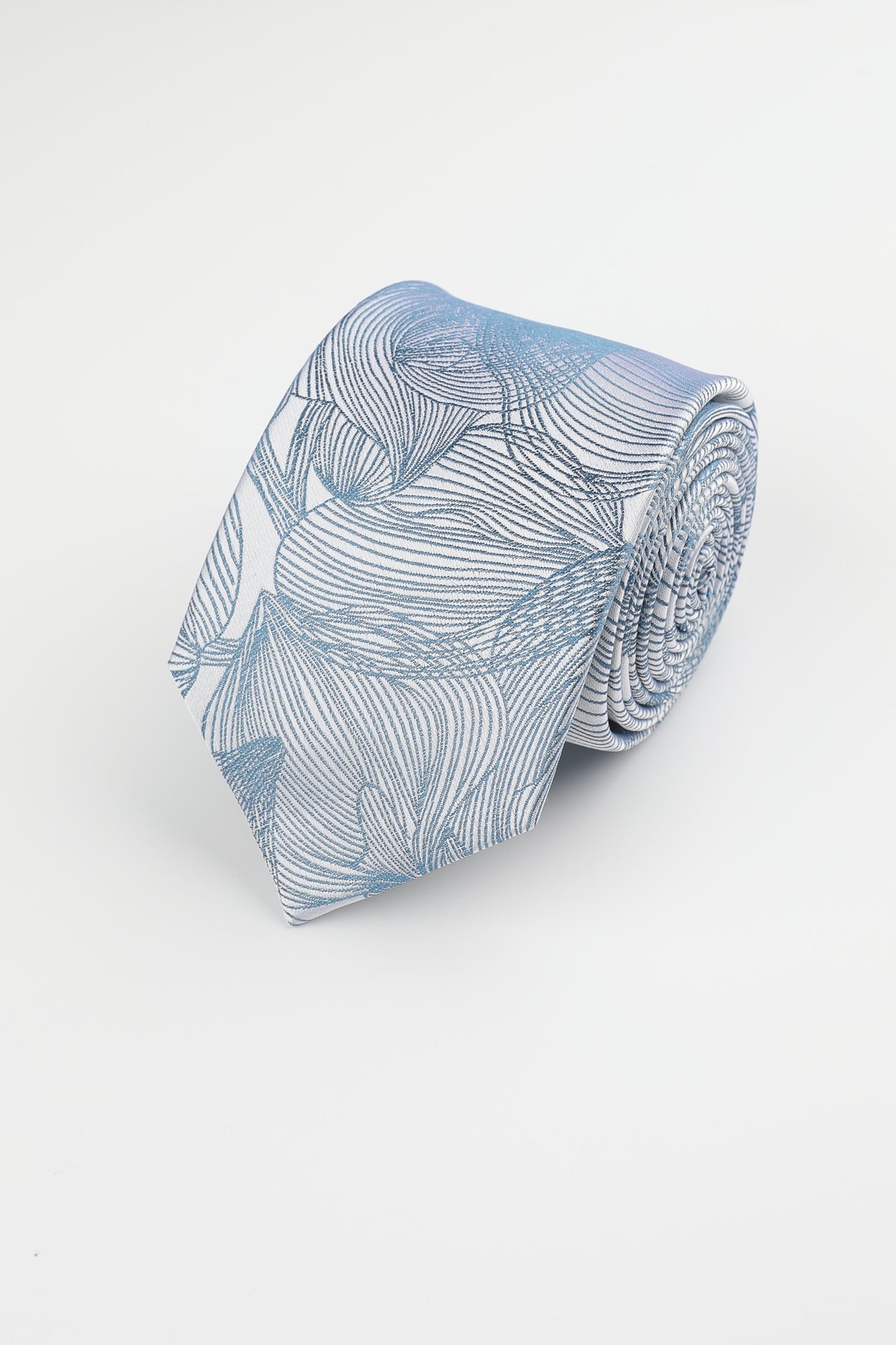 Blue Silk Line Floral Tie