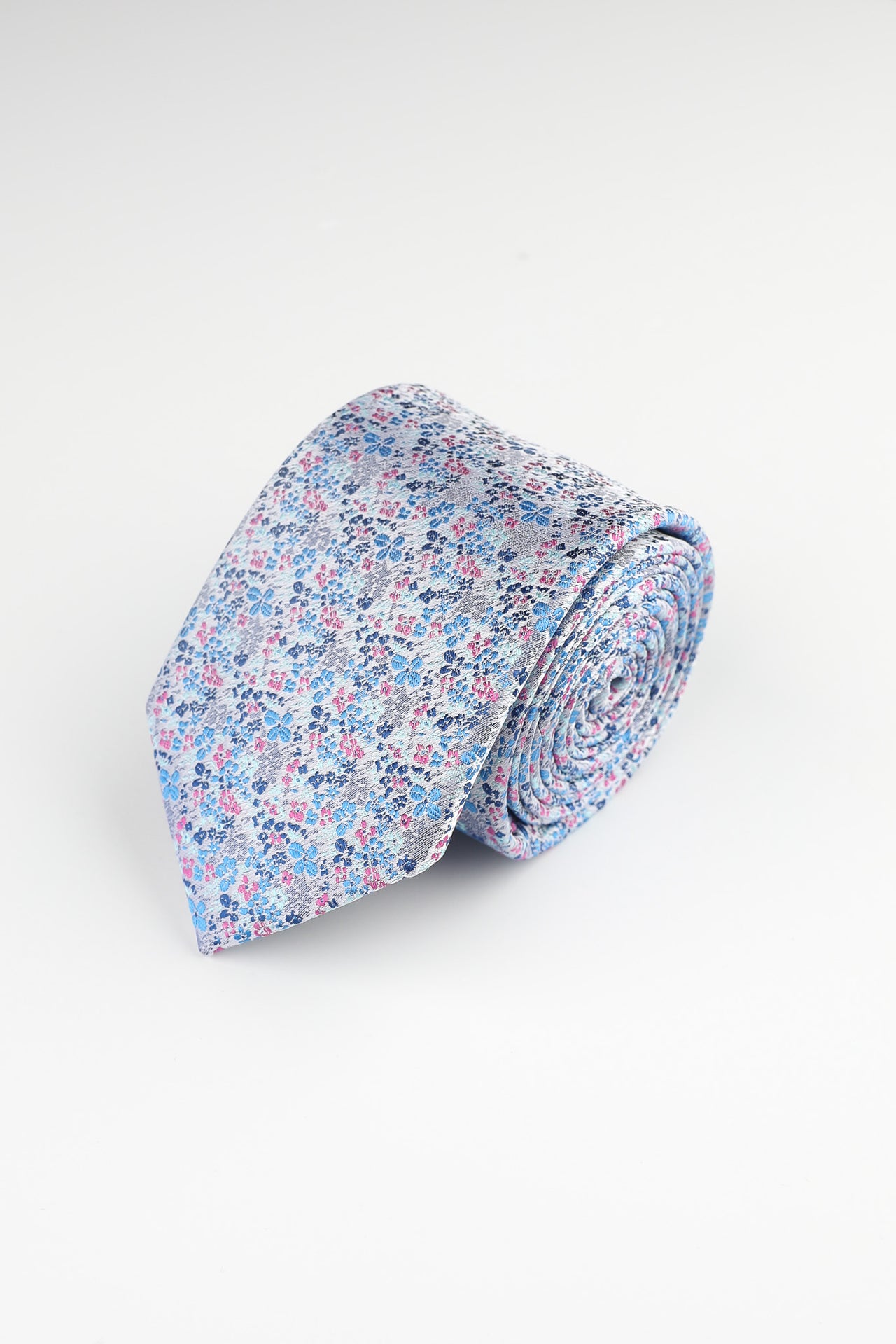 Blue Pink Petite Floral Tie