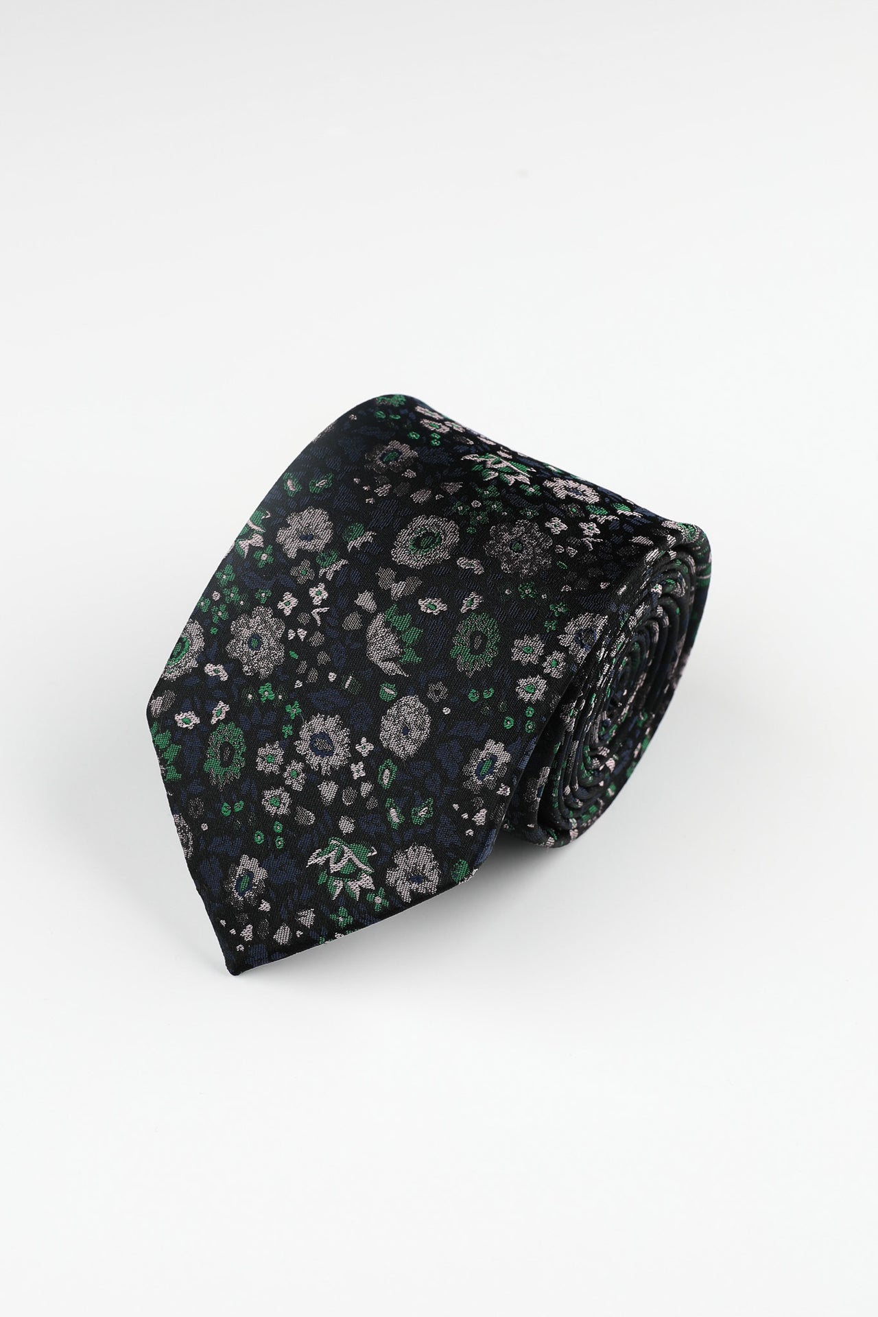 Navy Green Garden Floral Tie