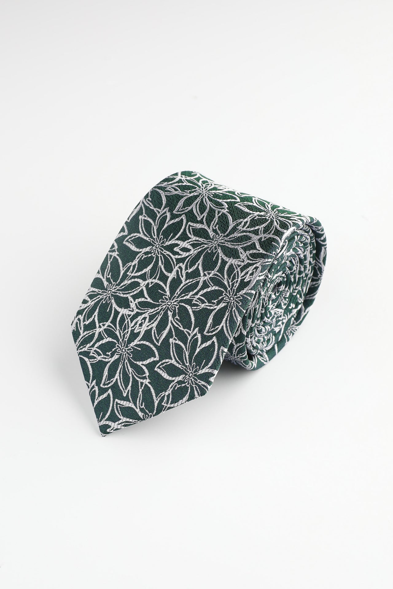 Green Line Floral Tie