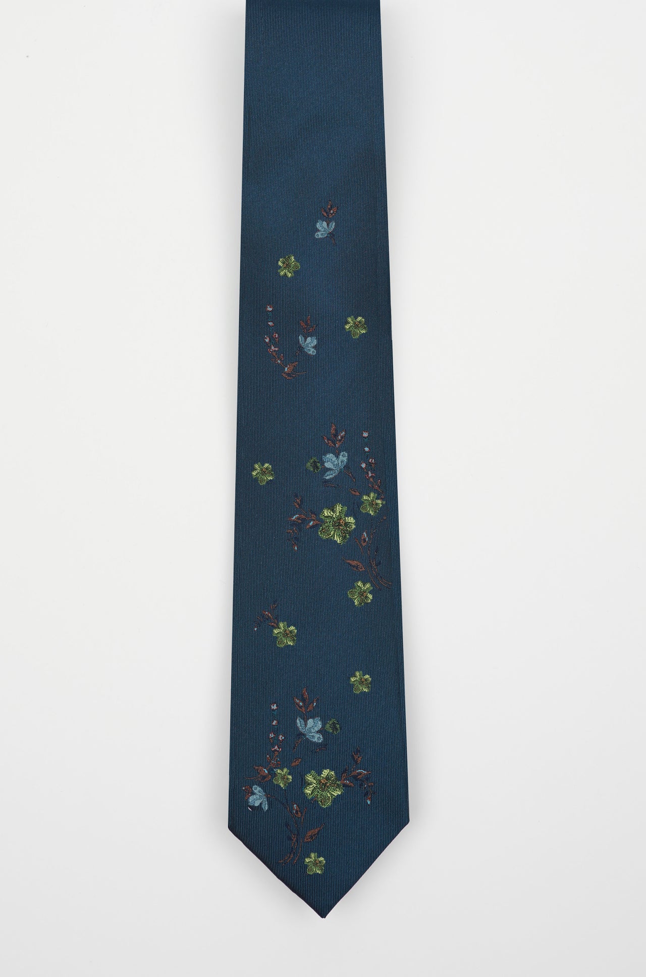 Navy Green Floral Tie