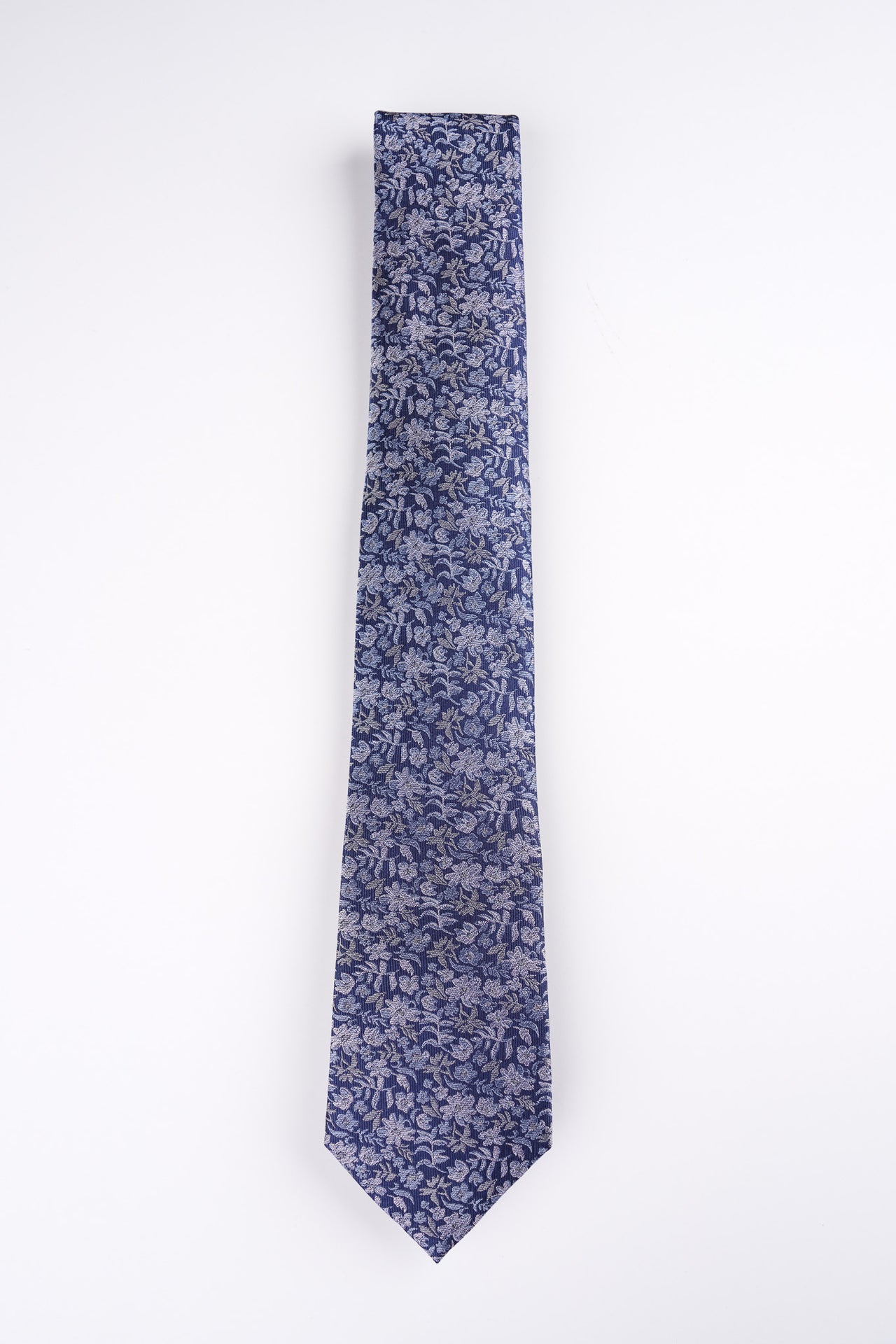 Blue Leafy Floral Tie