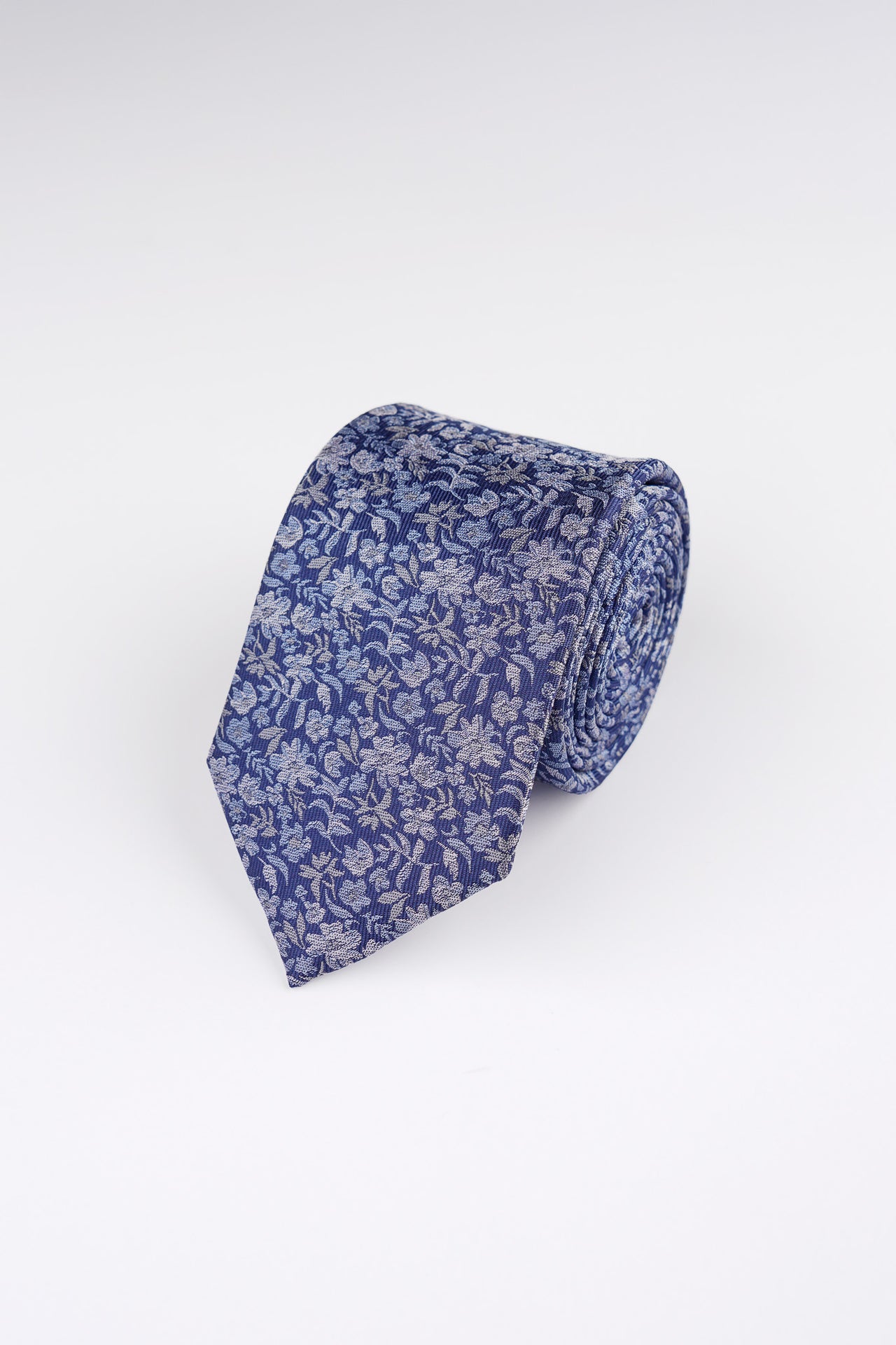 Blue Leafy Floral Tie