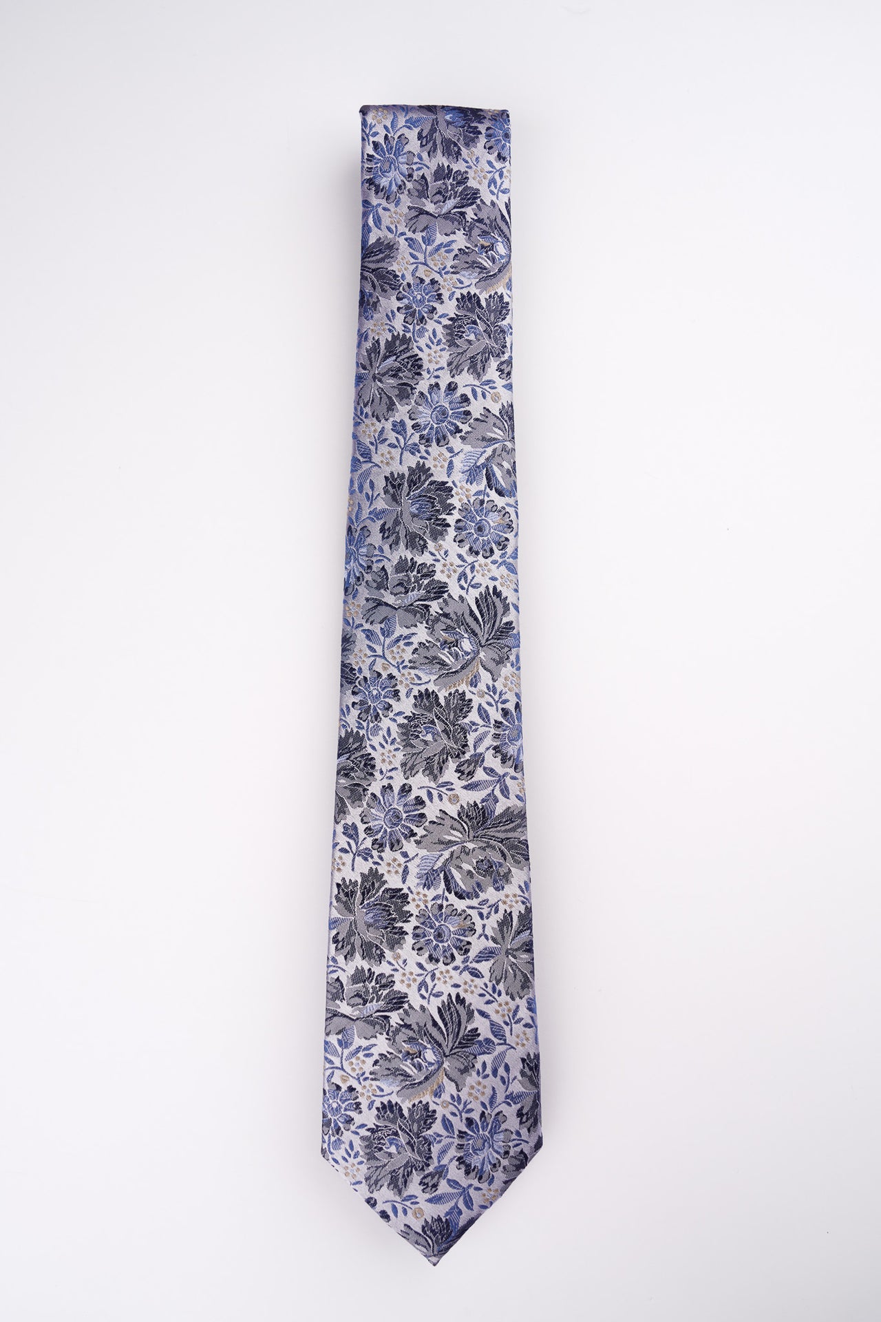Blue Brush Floral Tie