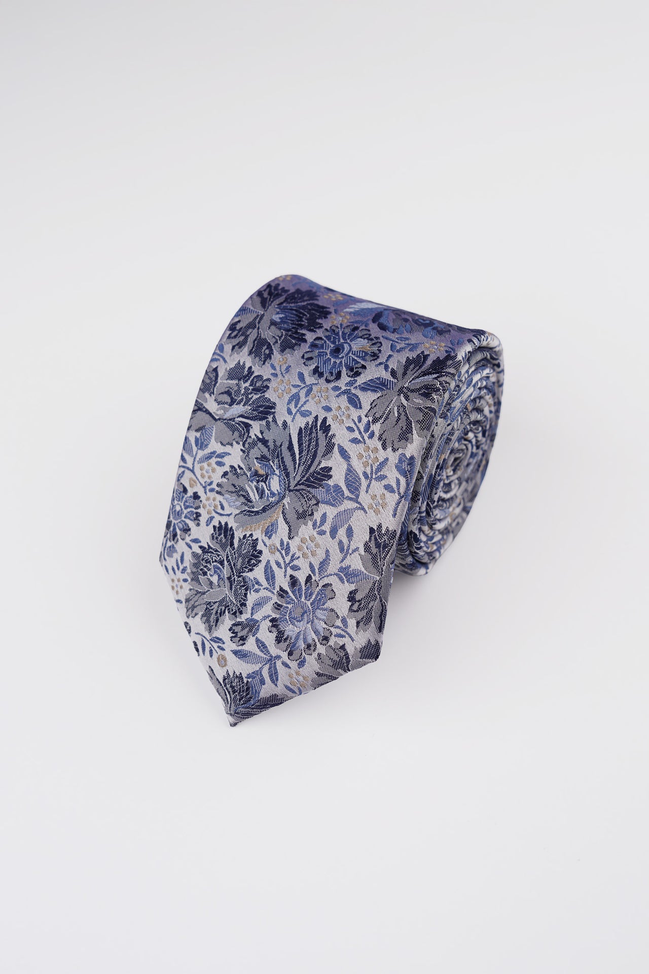 Blue Brush Floral Tie