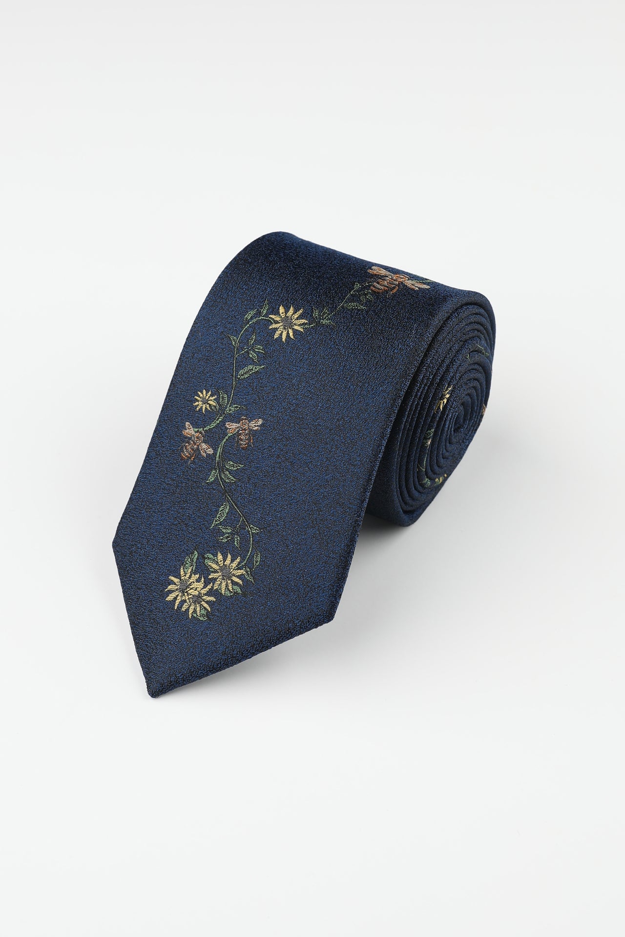 Navy Bee Floral Tie