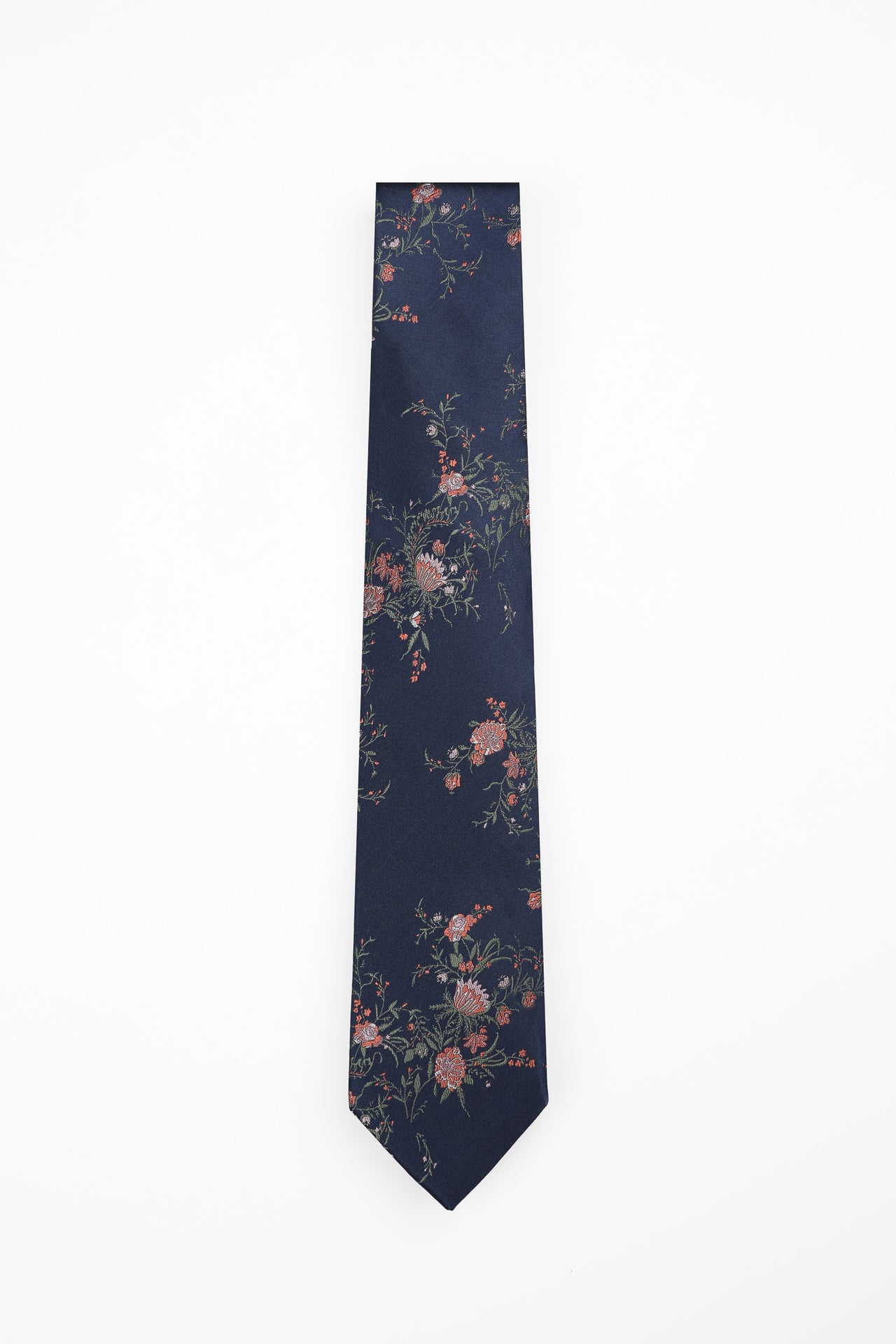 Navy Twisted Floral Tie