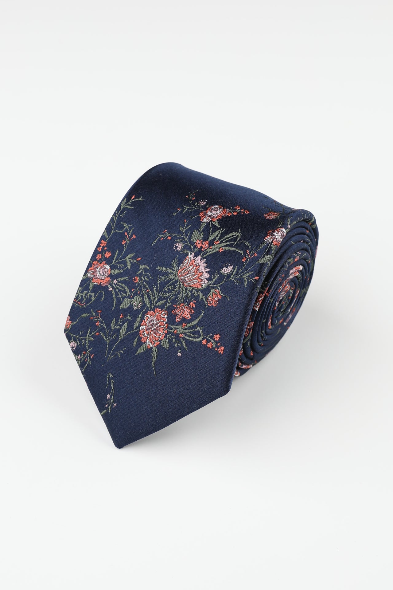 Navy Twisted Floral Tie