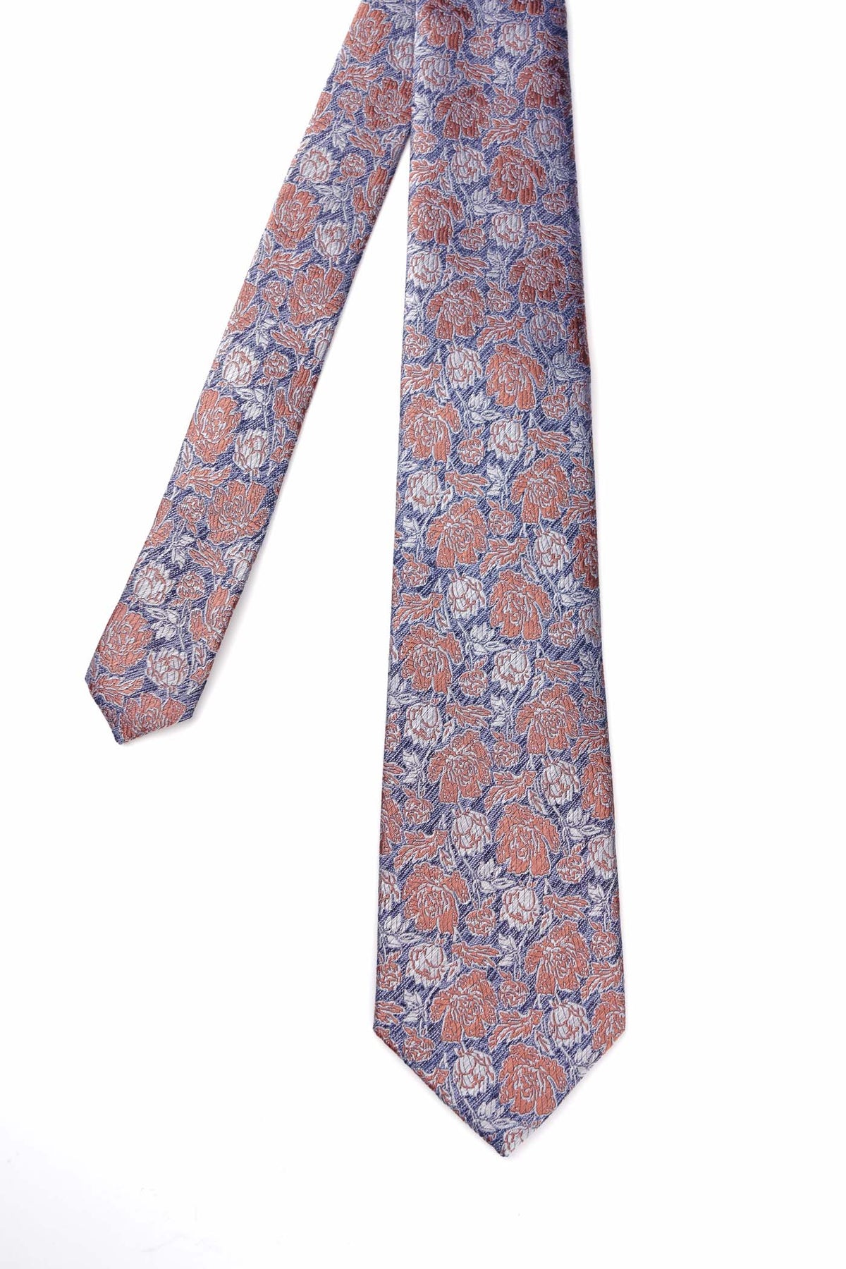 Orange Floral Bloom Silk Tie