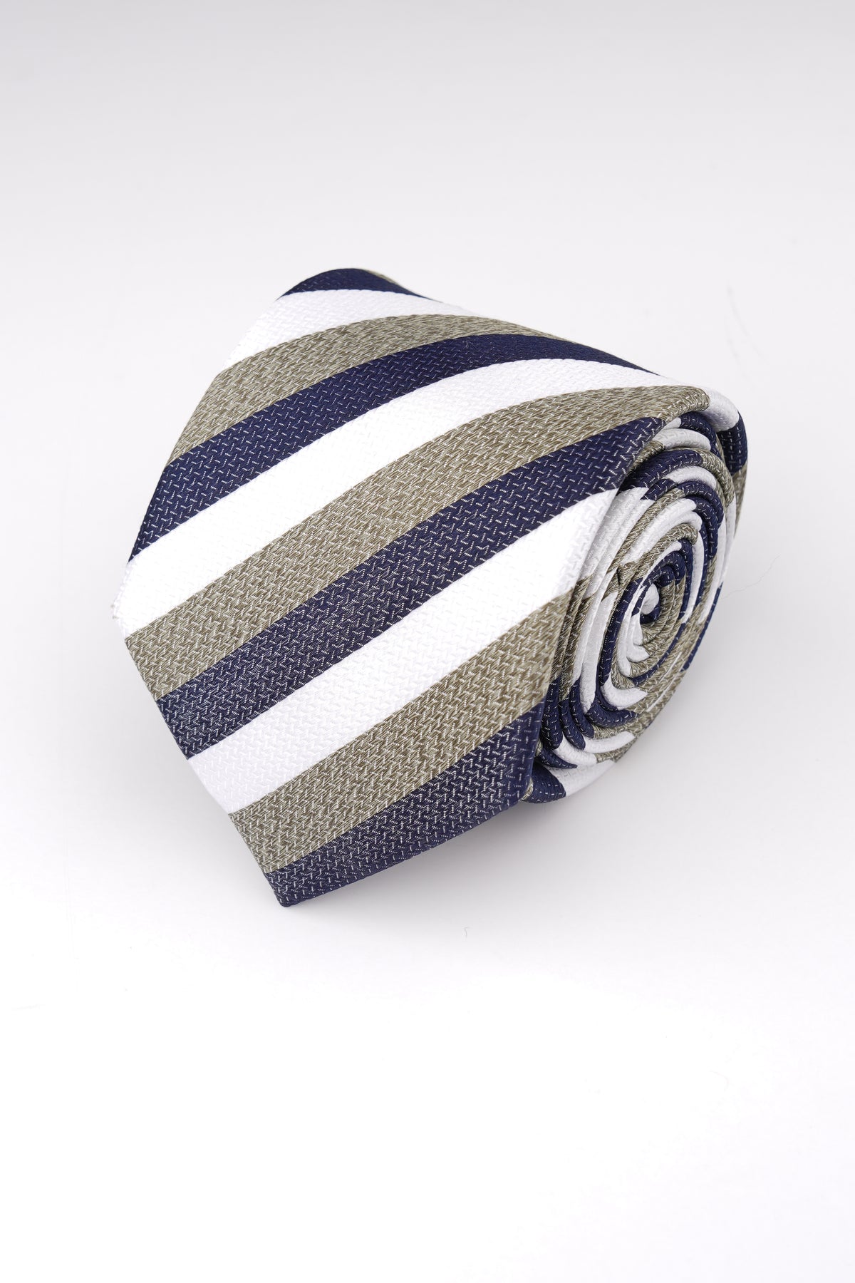 Olive Green Herringbone Stripe Silk Tie