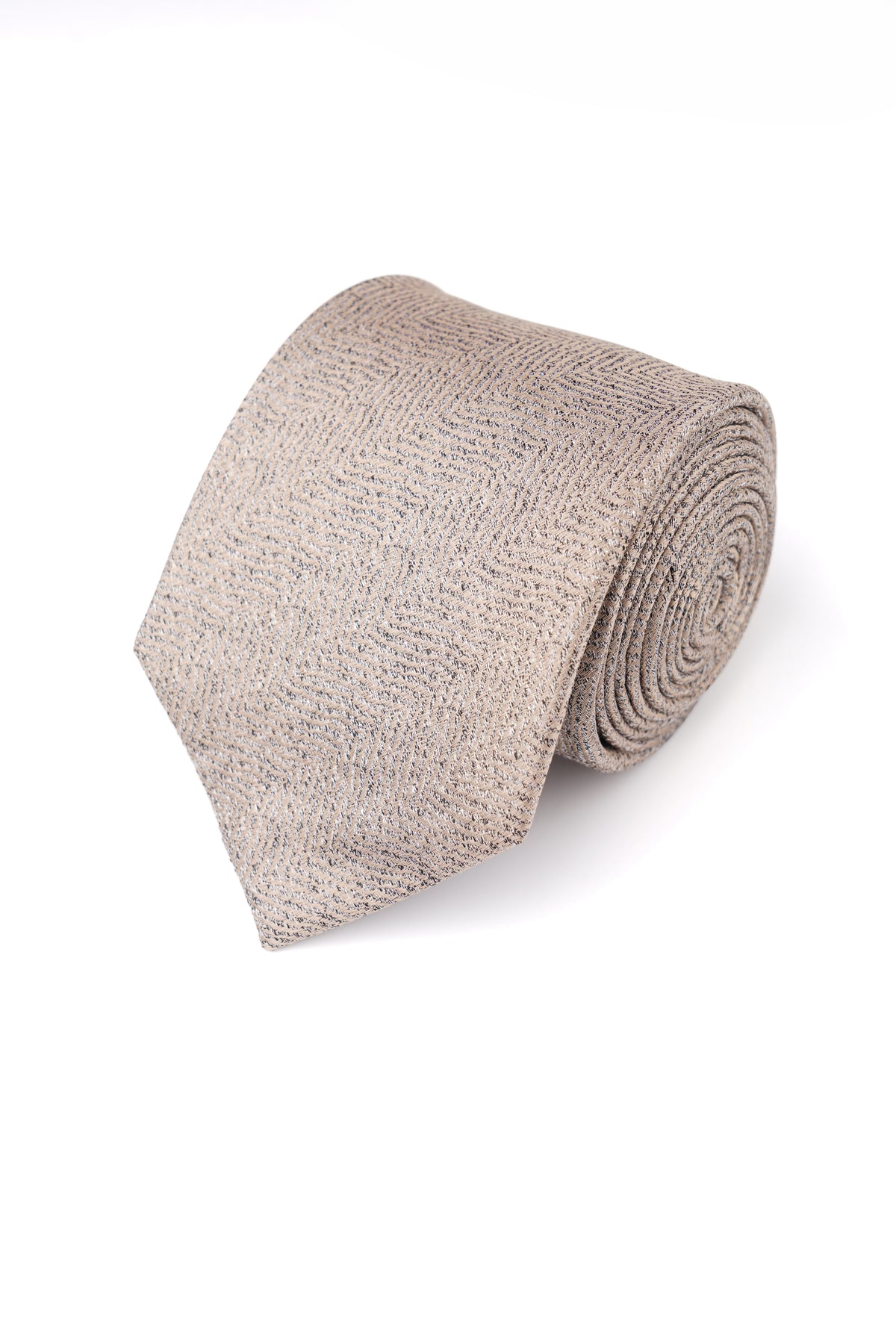 Sand Herringbone Texture Silk Tie