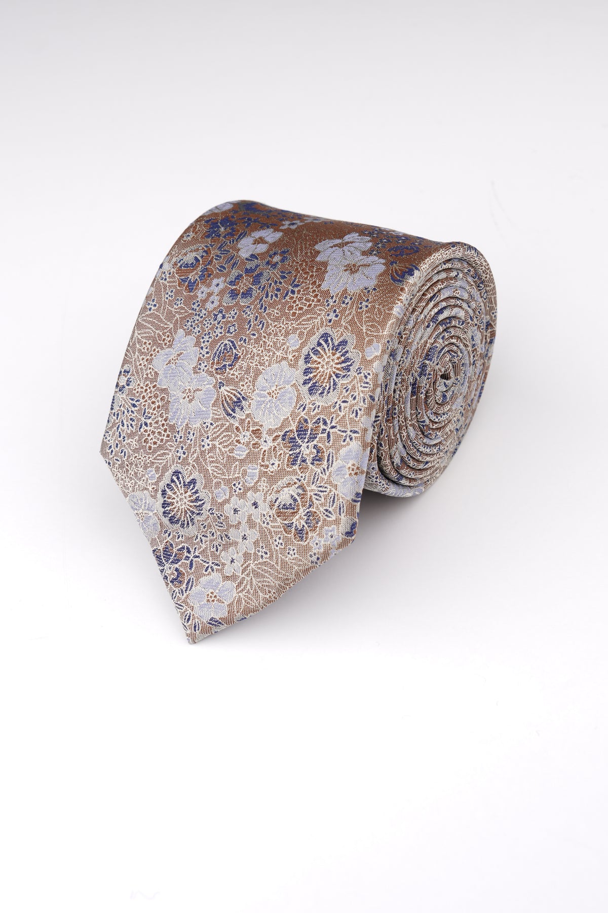 Brown Floral Line Silk Tie