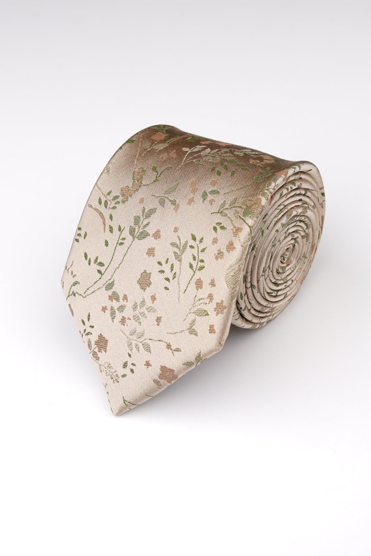 Champagne Intricate Floral Silk Tie