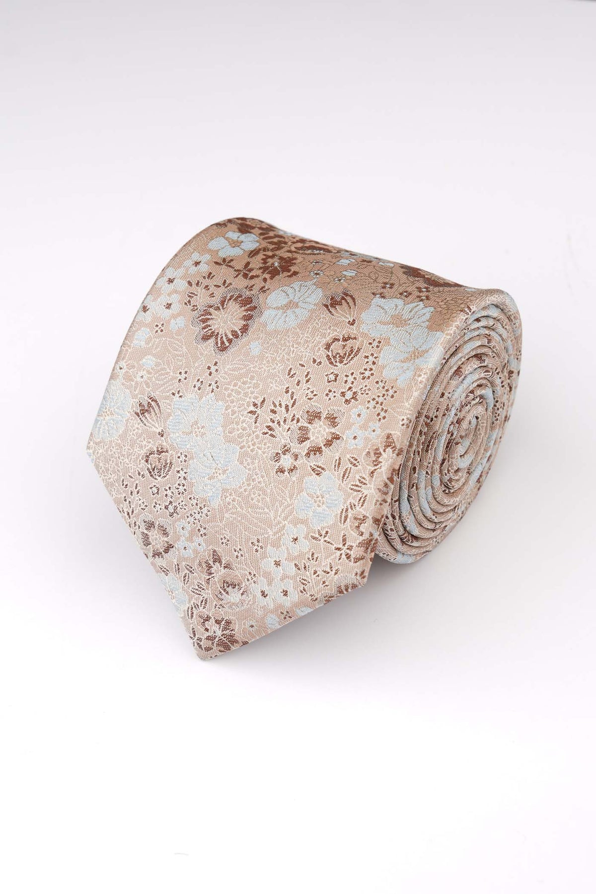 Ginger Brown Modern Floral Silk Tie
