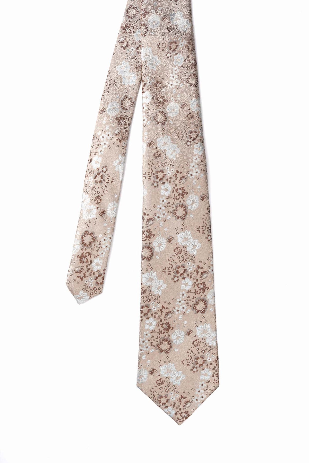 Ginger Brown Modern Floral Silk Tie