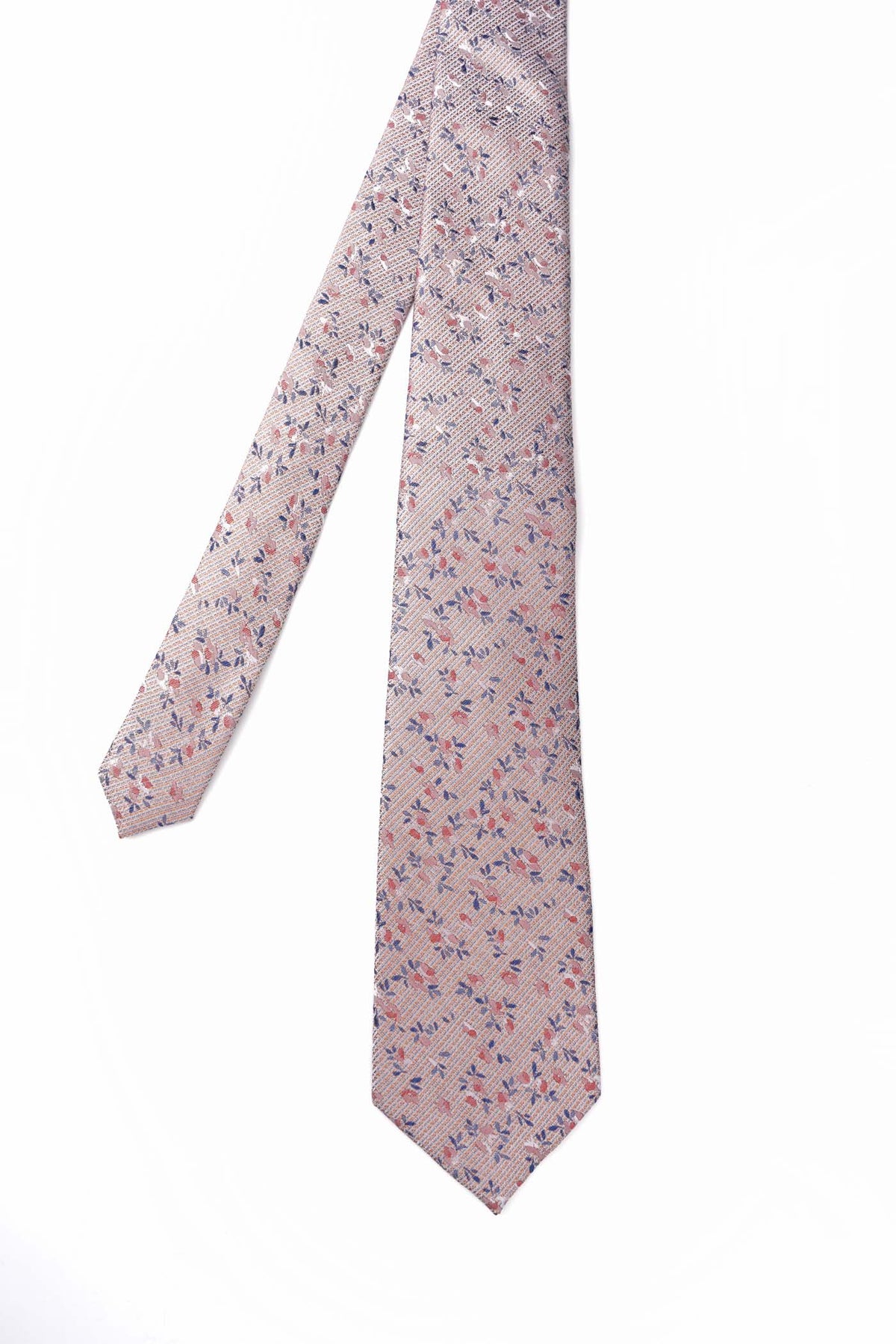 Orange Textured Floral Silk Tie