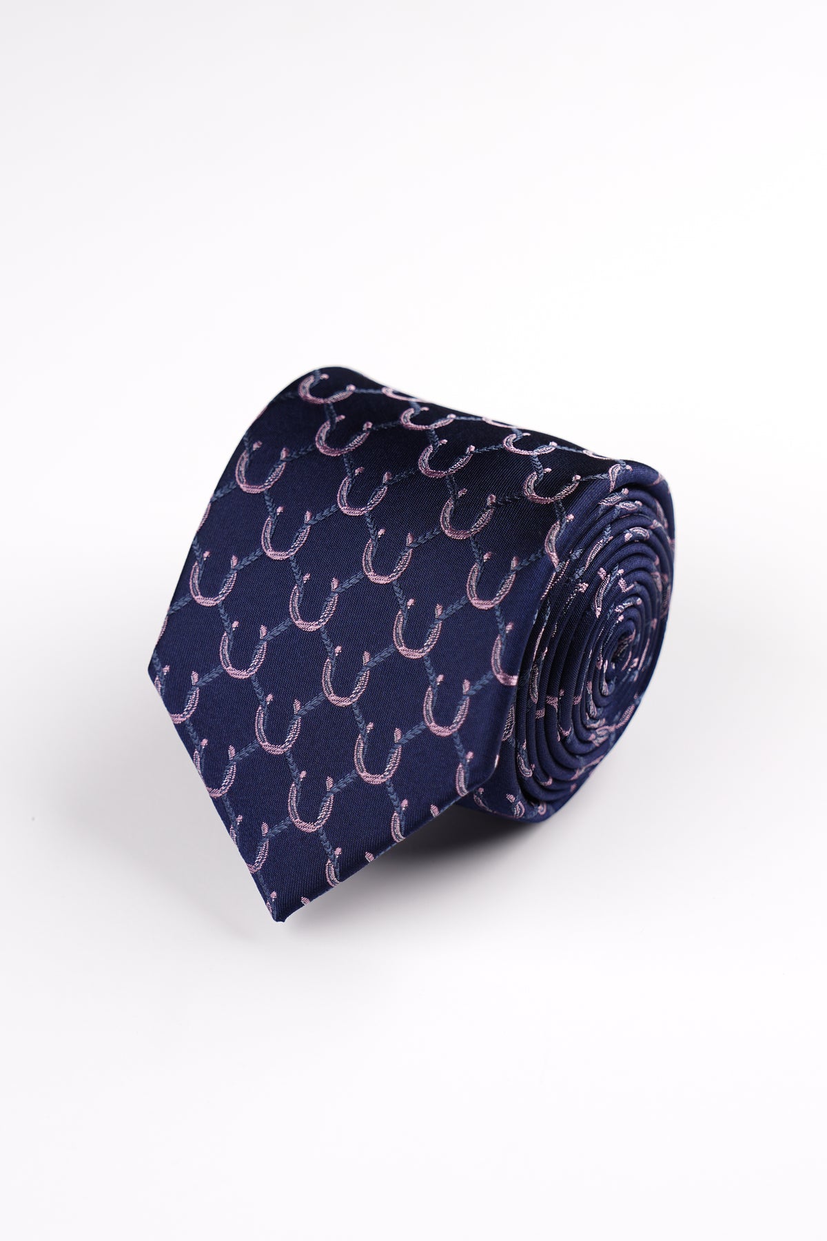 Navy Horse Shoe Chain Tie