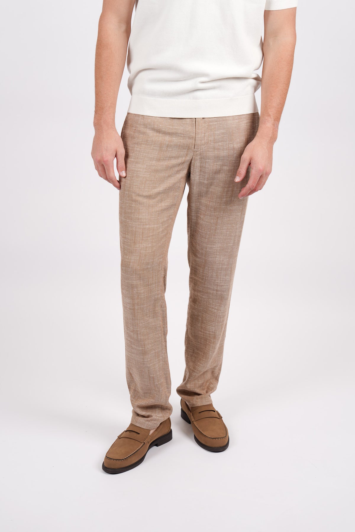 Slim Fit Linen Blend Flat Front Pant Cinnamon
