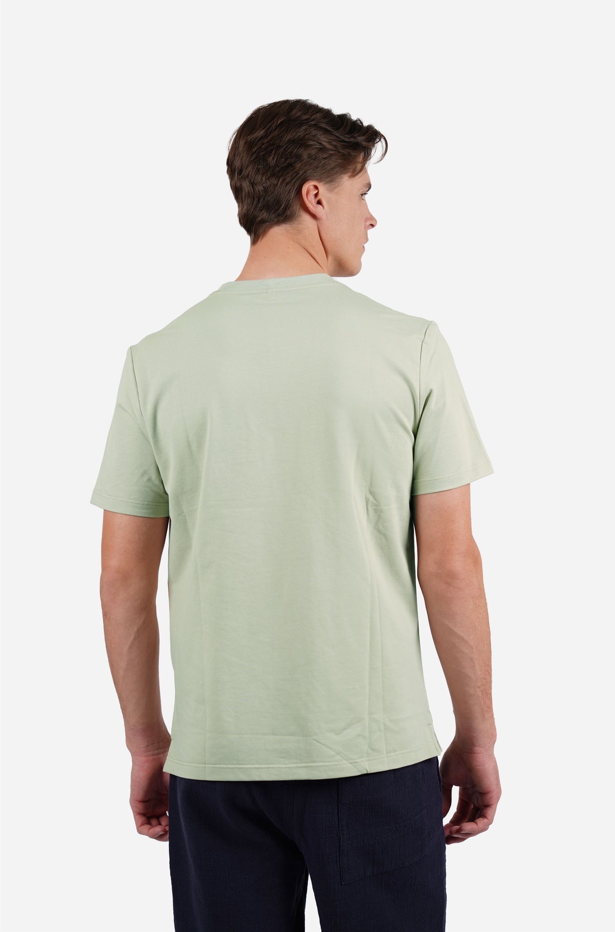 Short Sleeve Cotton Blend Crew Neck Tee Shirt Mist