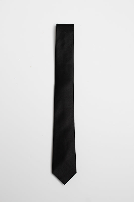 Black 6Cm Plain Satin Slim Tie
