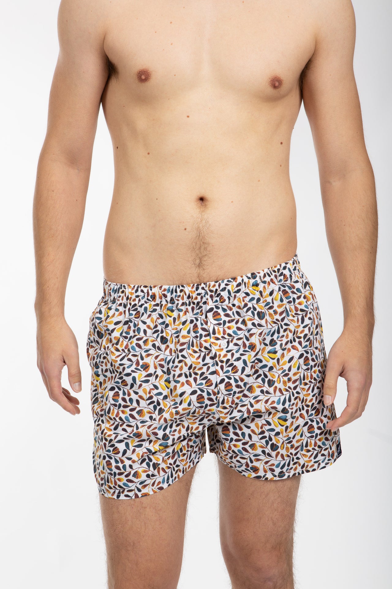 Teal Oval Leaf Poplin Boxer Short With Gift Bag