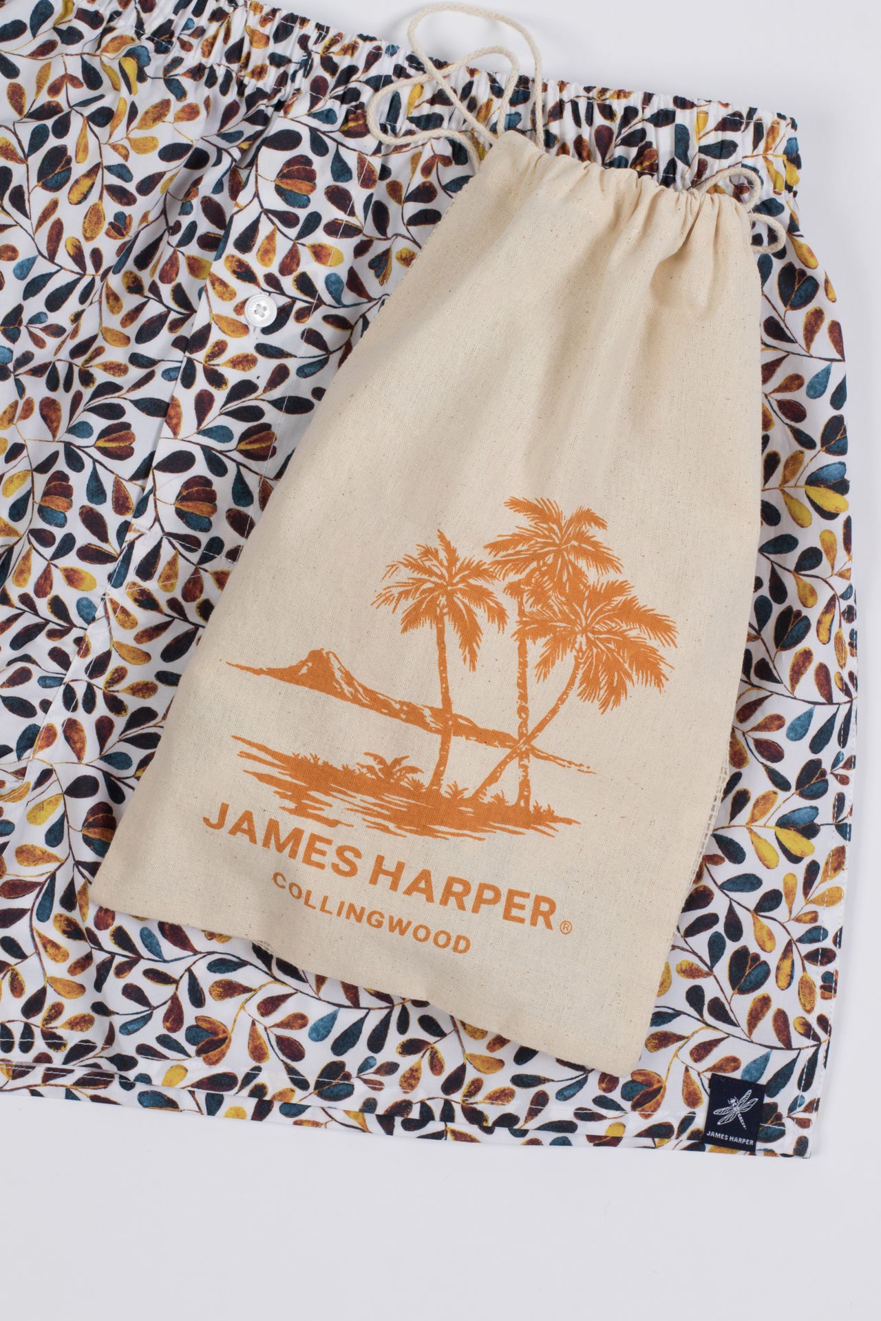 Teal Oval Leaf Poplin Boxer Short With Gift Bag