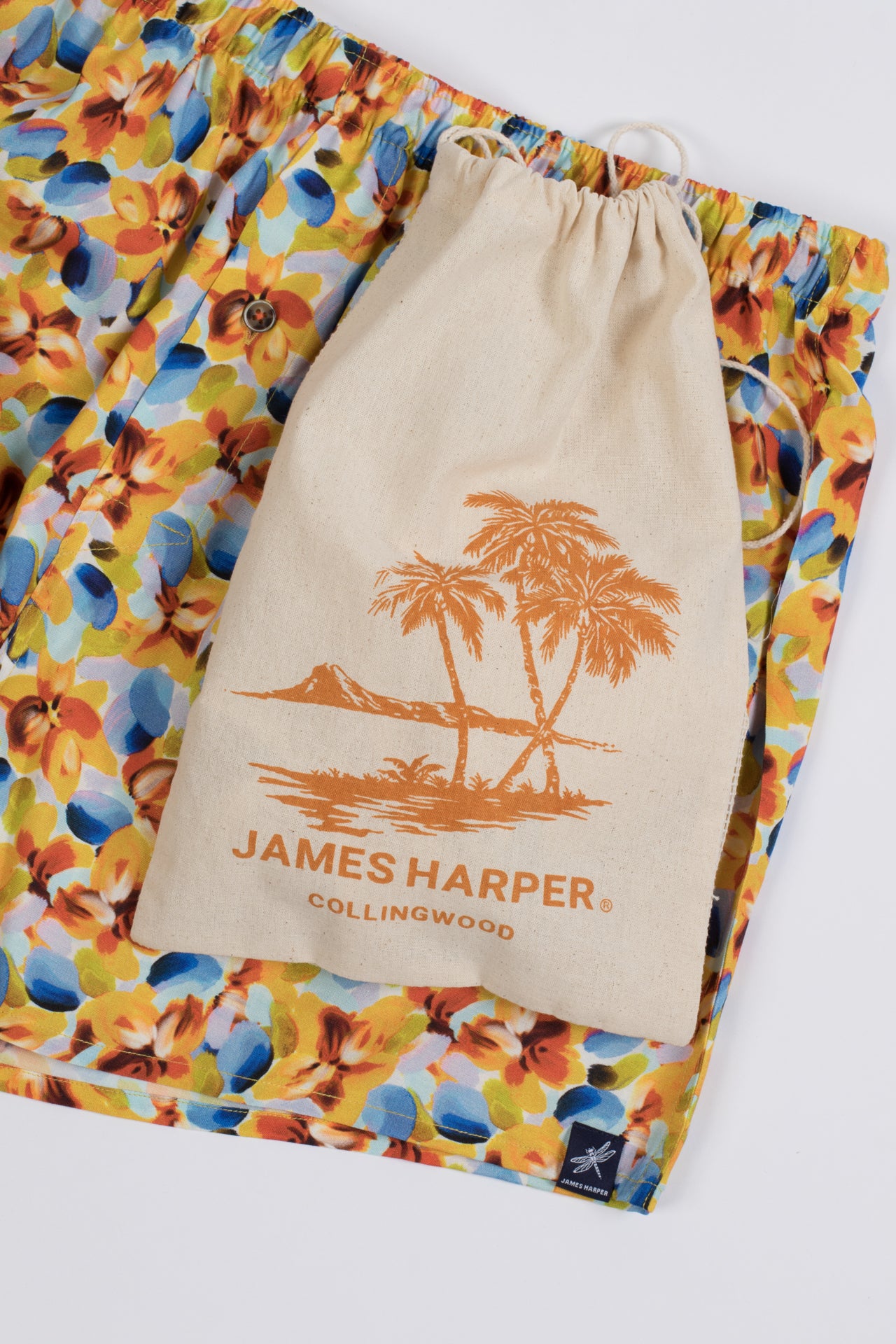 Orange Floral Poplin Boxer Short With Gift Bag