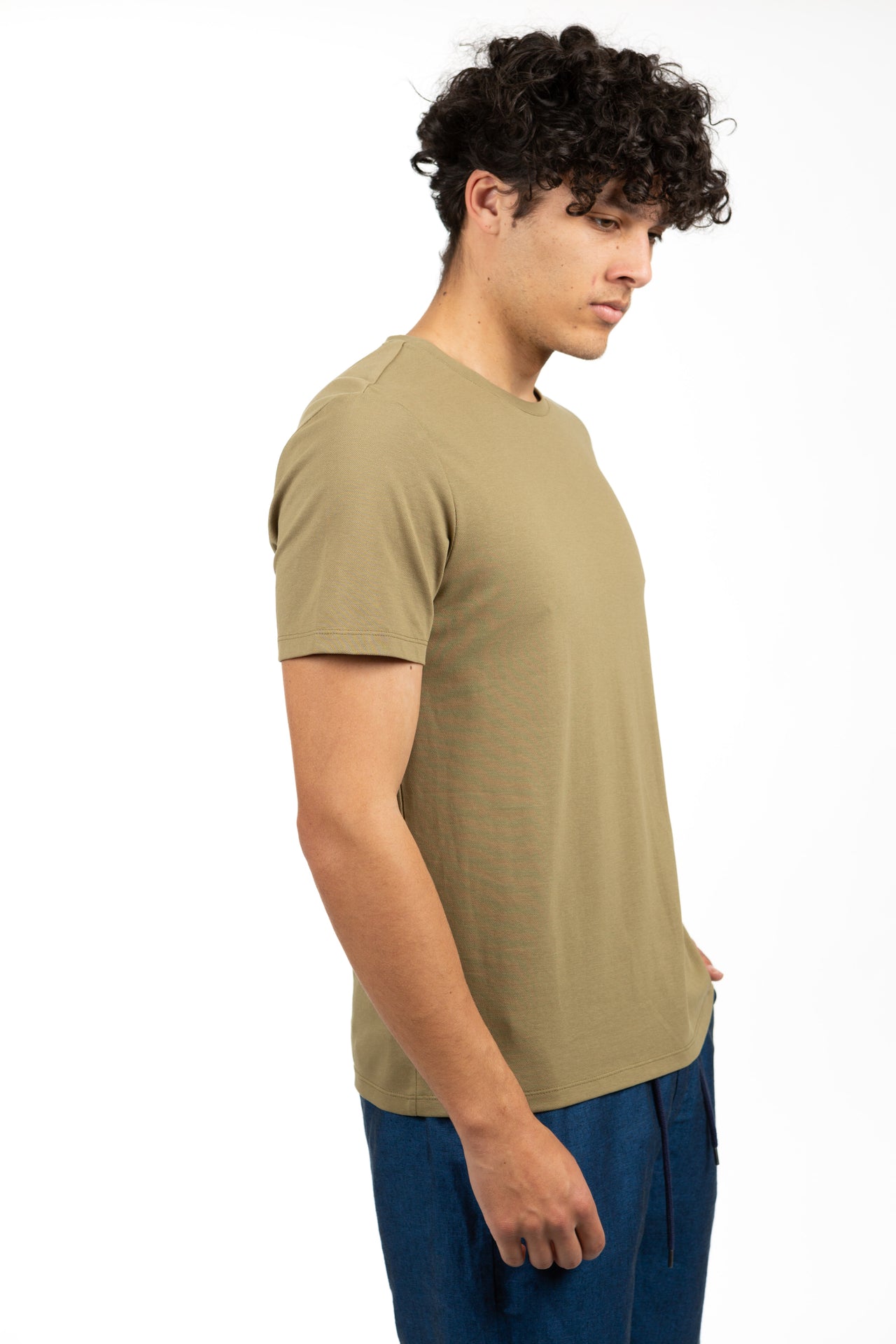 Khaki Cotton Pique Tee Shirt