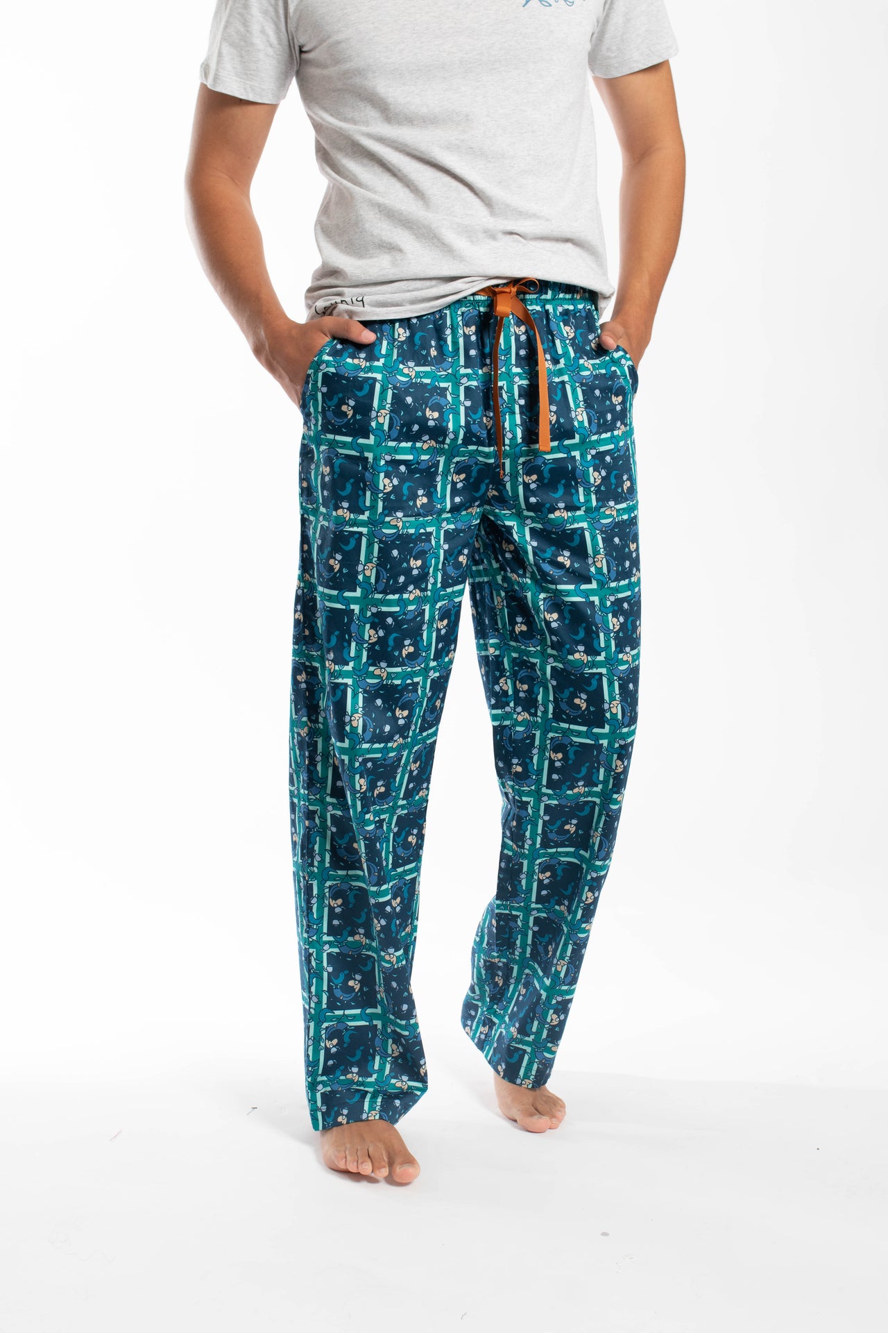 Navy Long Cotton Pant - Mens