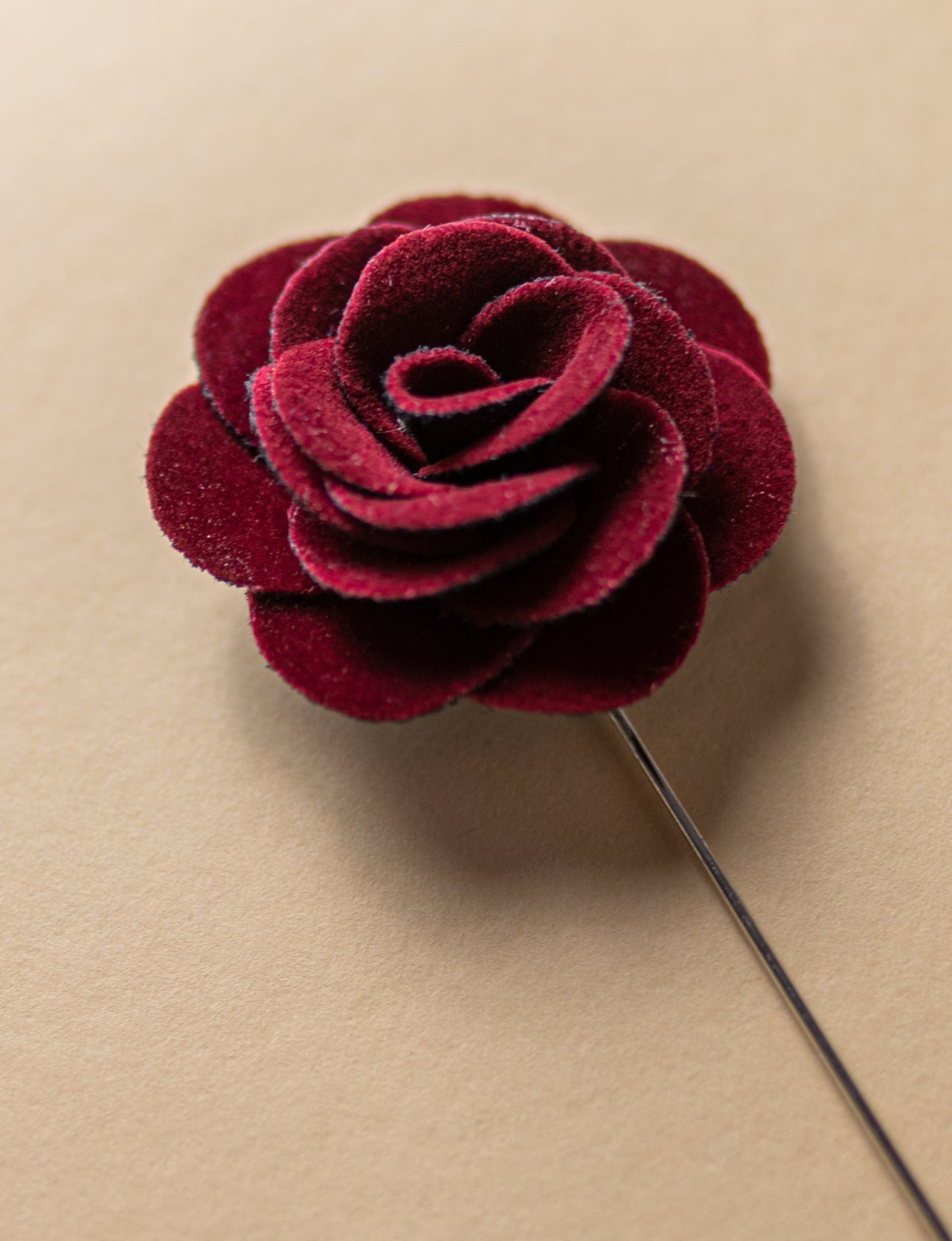 Burgundy Velvet Flower Lapel Pin