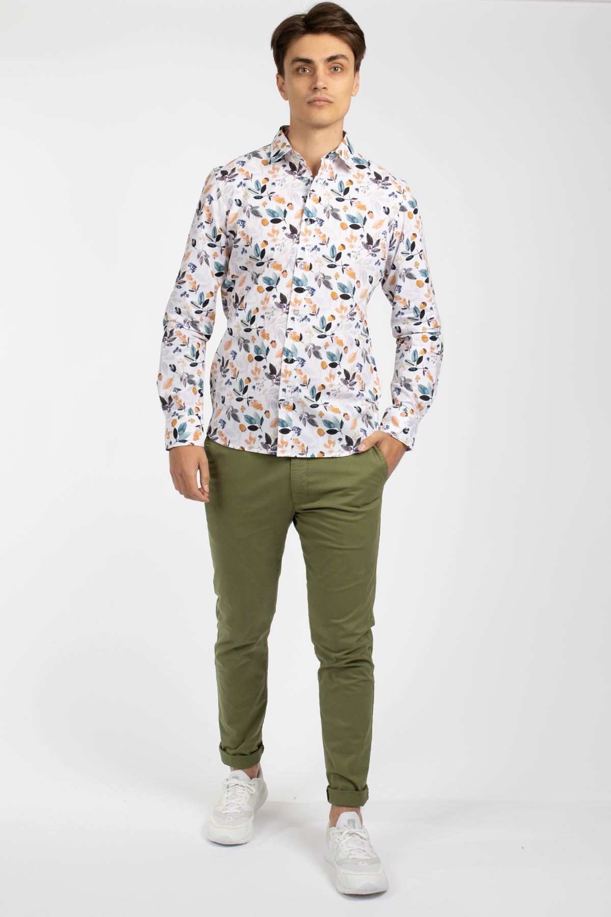 Navy Acorn Cotton Poplin Shirt