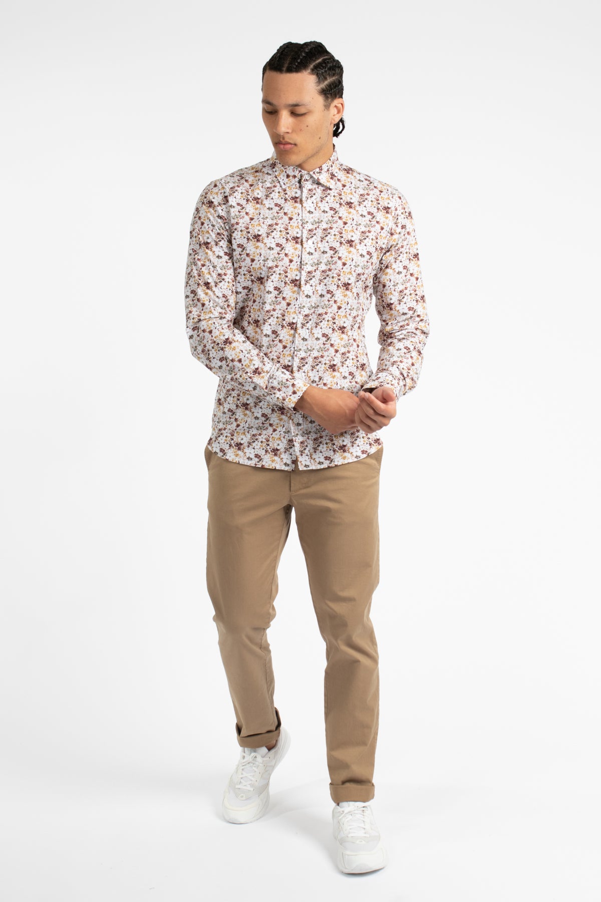 Brown Floral Fusion Cotton Poplin shirt