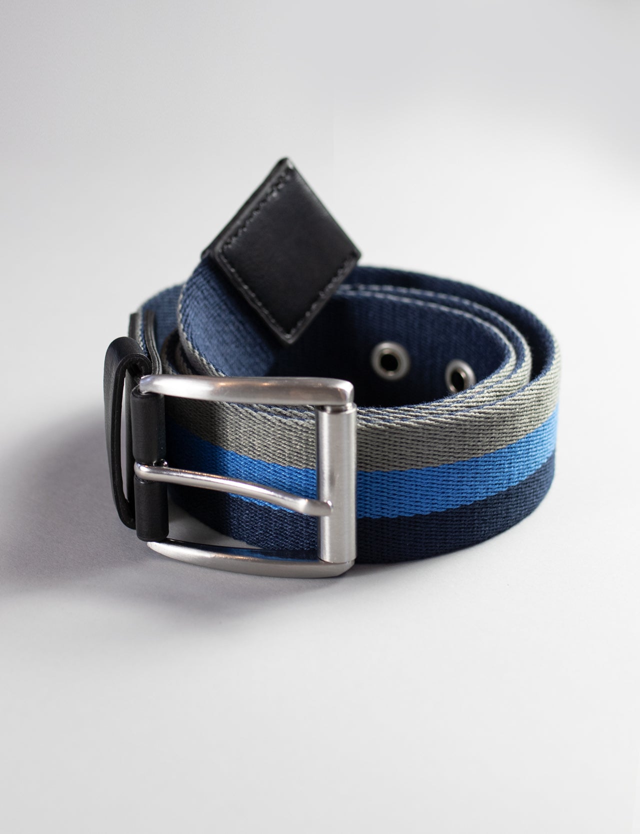 Navy Striped Web Belt